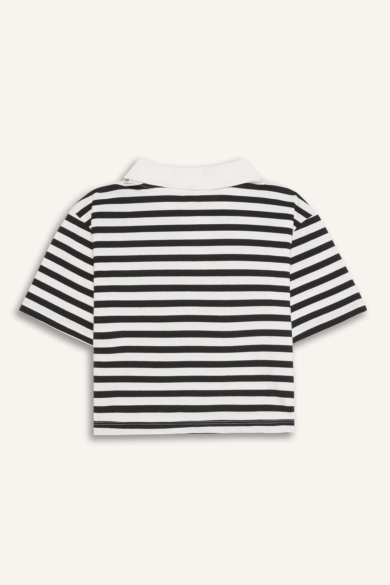 Kız Çocuk Relax Fit Polo Yaka Çizgili Kısa Kollu Tişört
