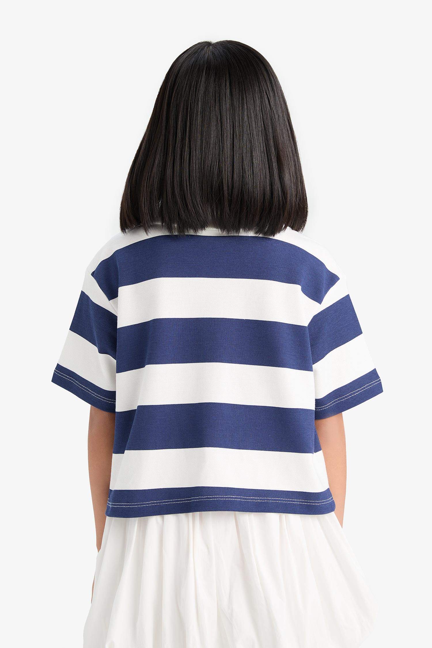 تيشيرت بولو مخطط نص ردن قصة مريحة