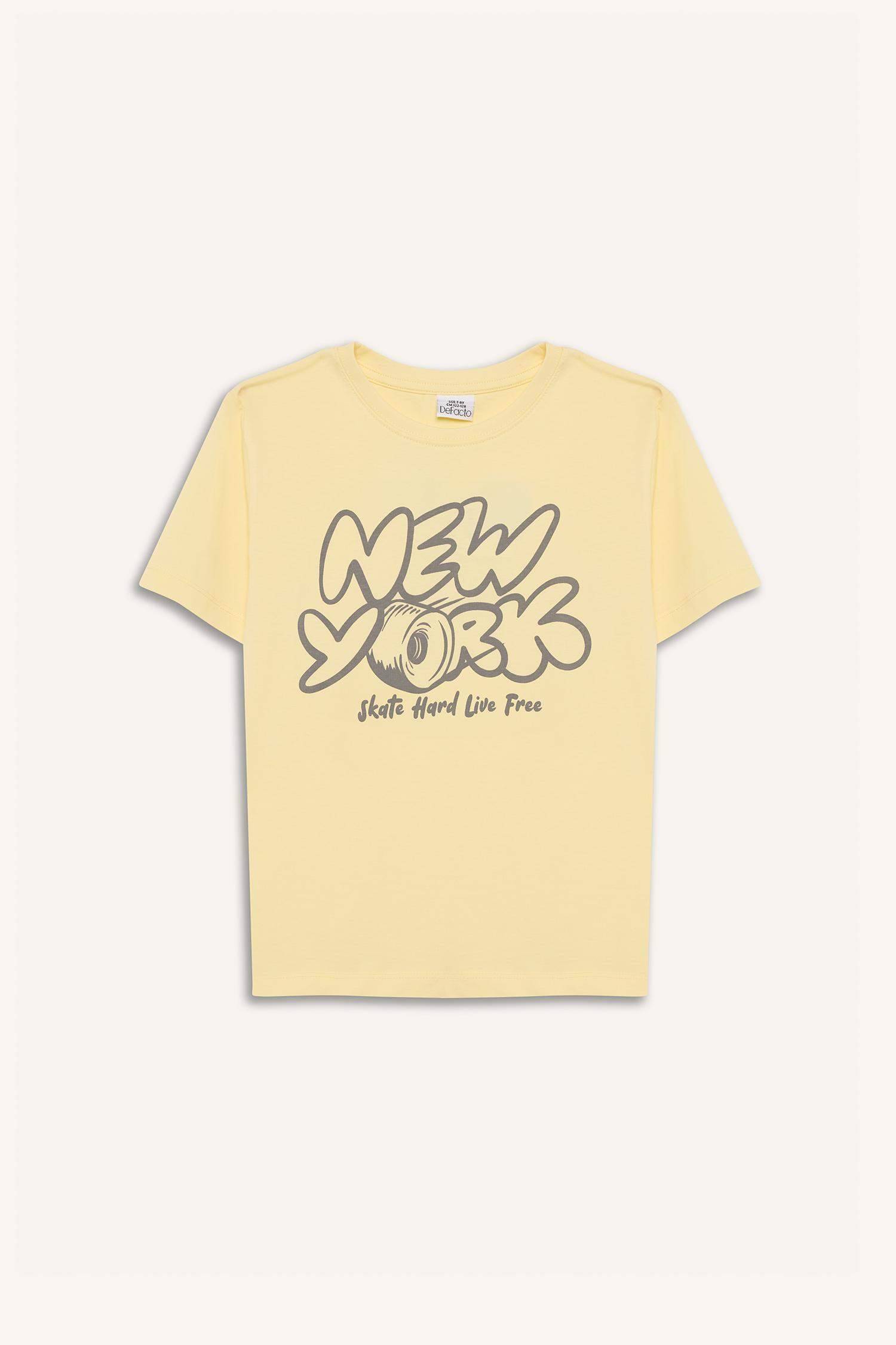 Erkek Çocuk Bisiklet Yaka Baskılı Kısa Kollu Tişört