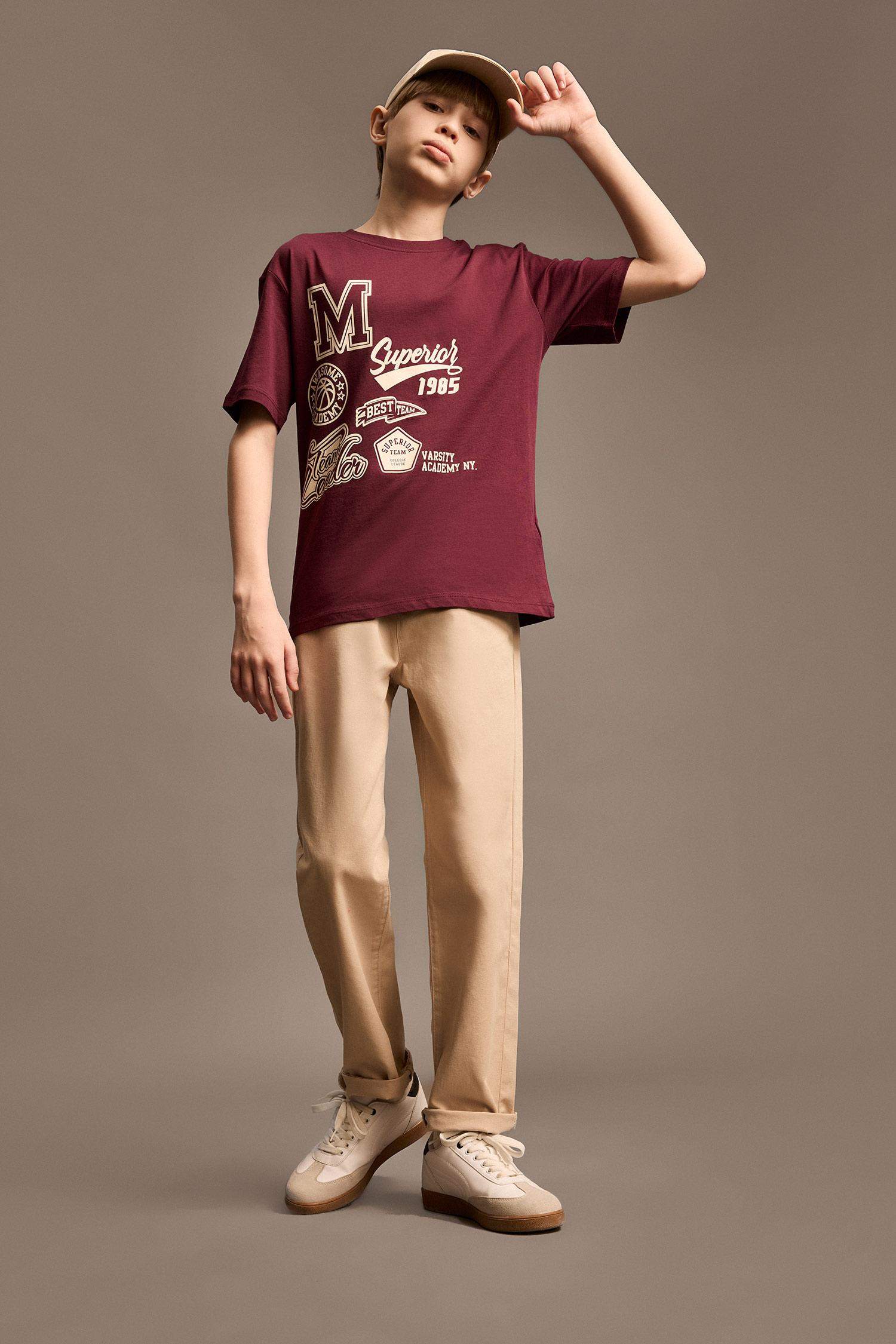 Ұлдарға дөңгелек жаға басқа принт қысқа жеңді Қысқа жеңді футболка