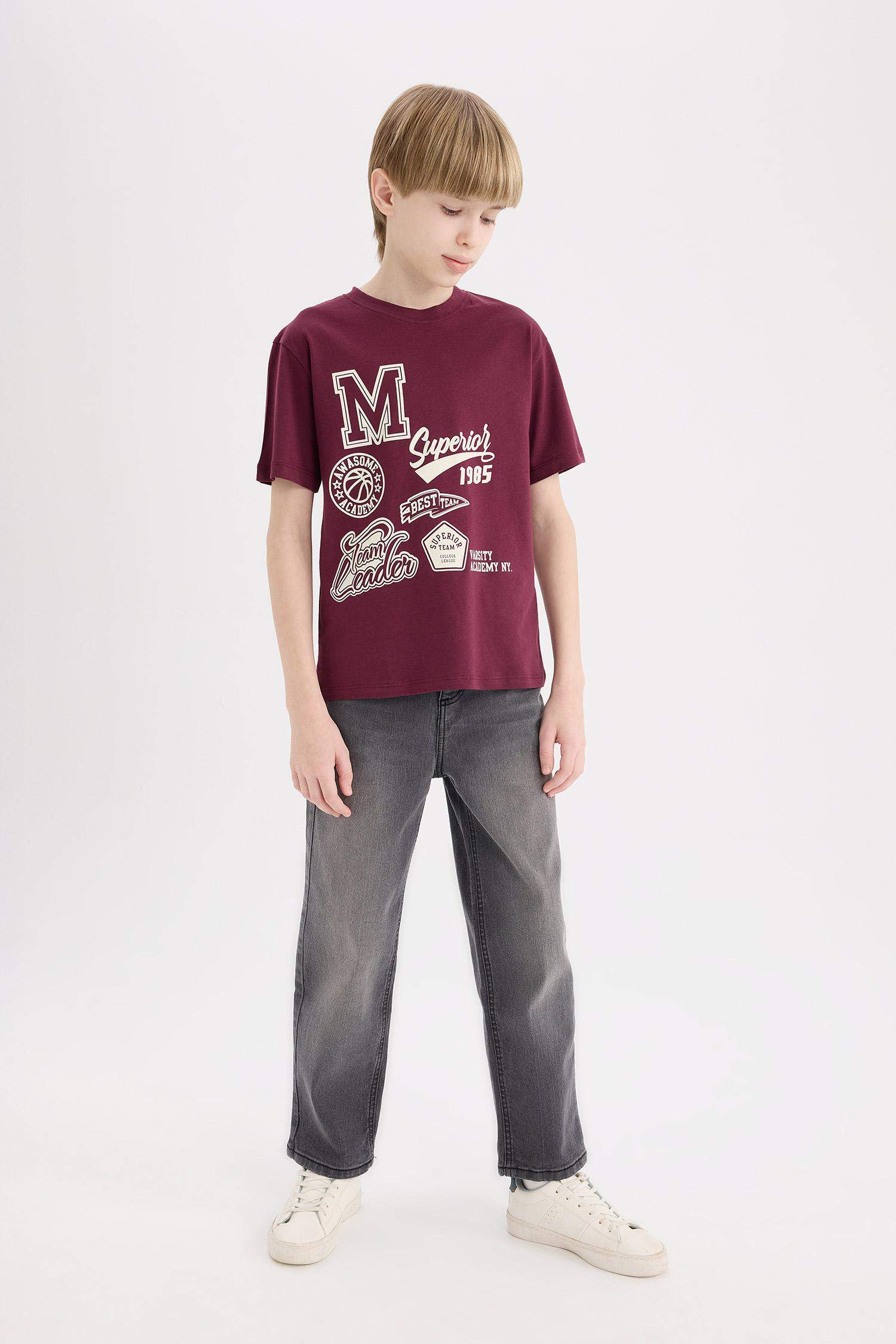 Ұлдарға дөңгелек жаға басқа принт қысқа жеңді Қысқа жеңді футболка