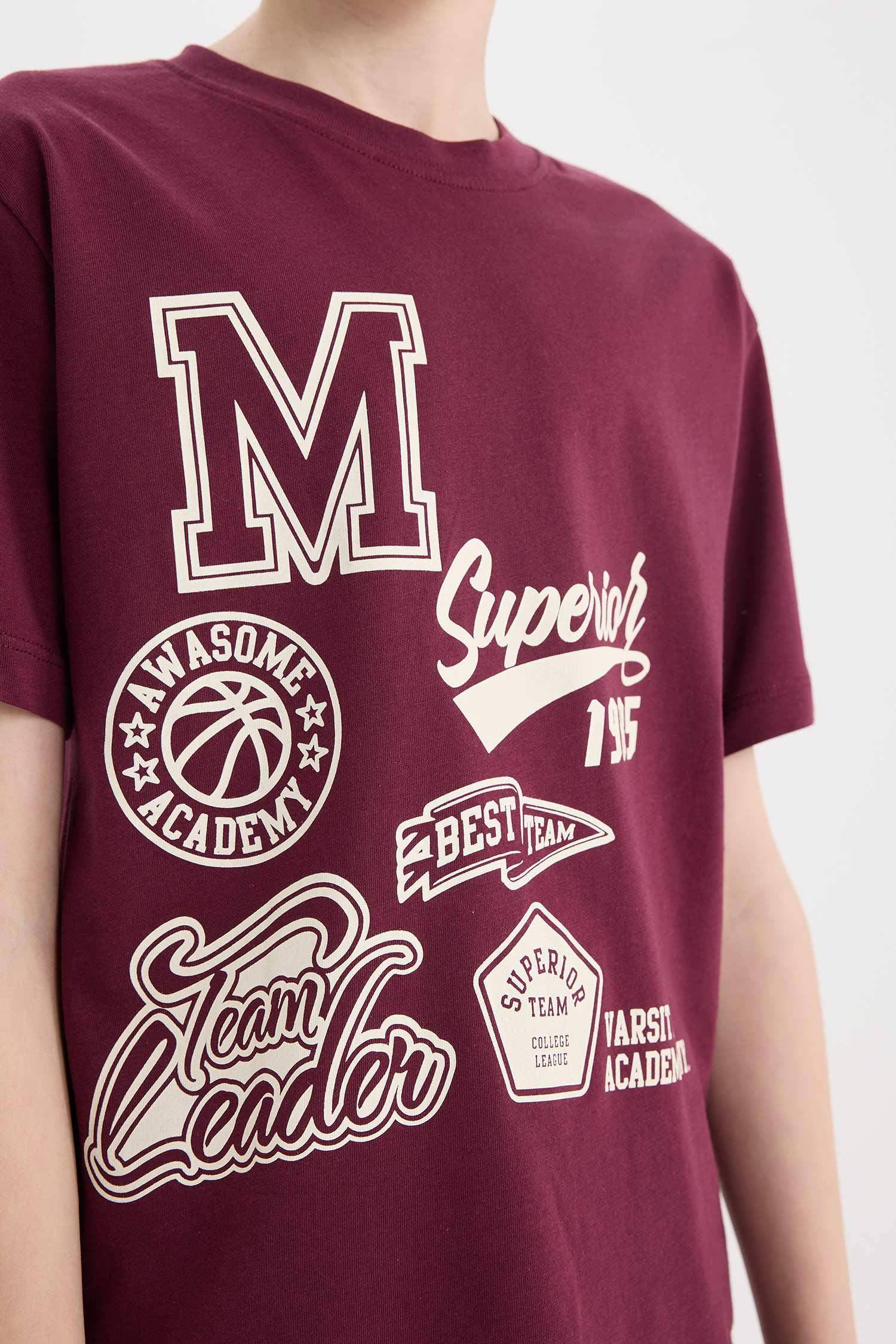 Ұлдарға дөңгелек жаға басқа принт қысқа жеңді Қысқа жеңді футболка