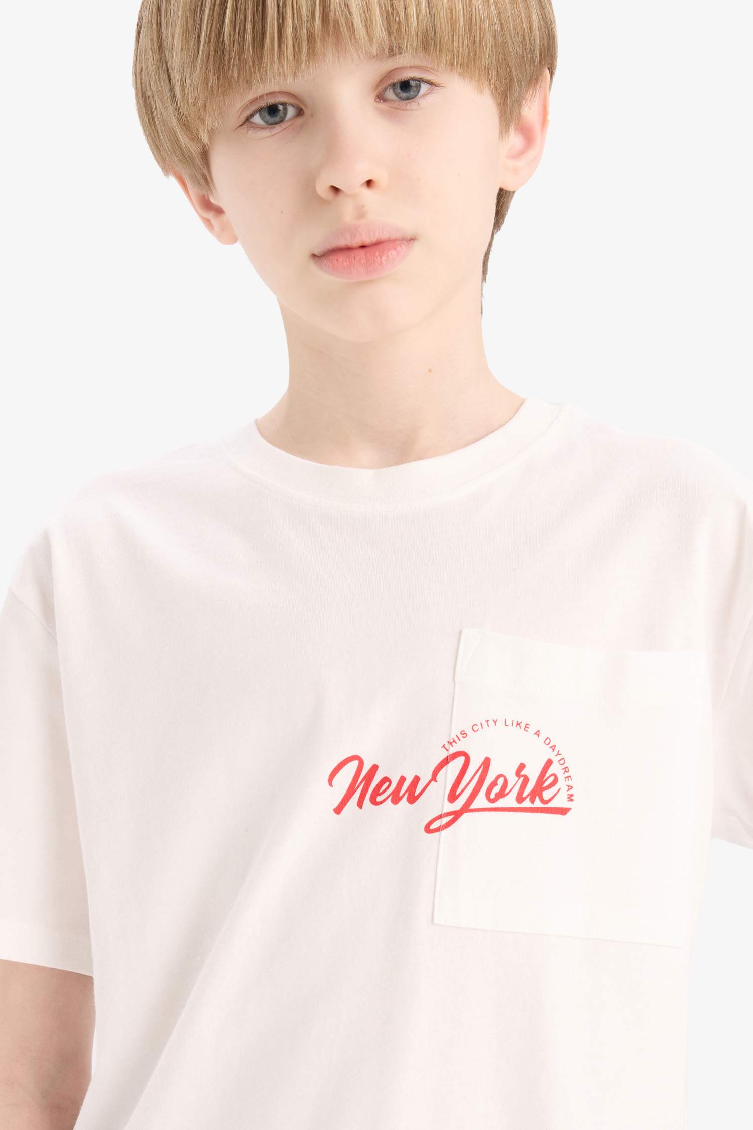 Erkek Çocuk Bisiklet Yaka Baskılı Kısa Kollu Tişört