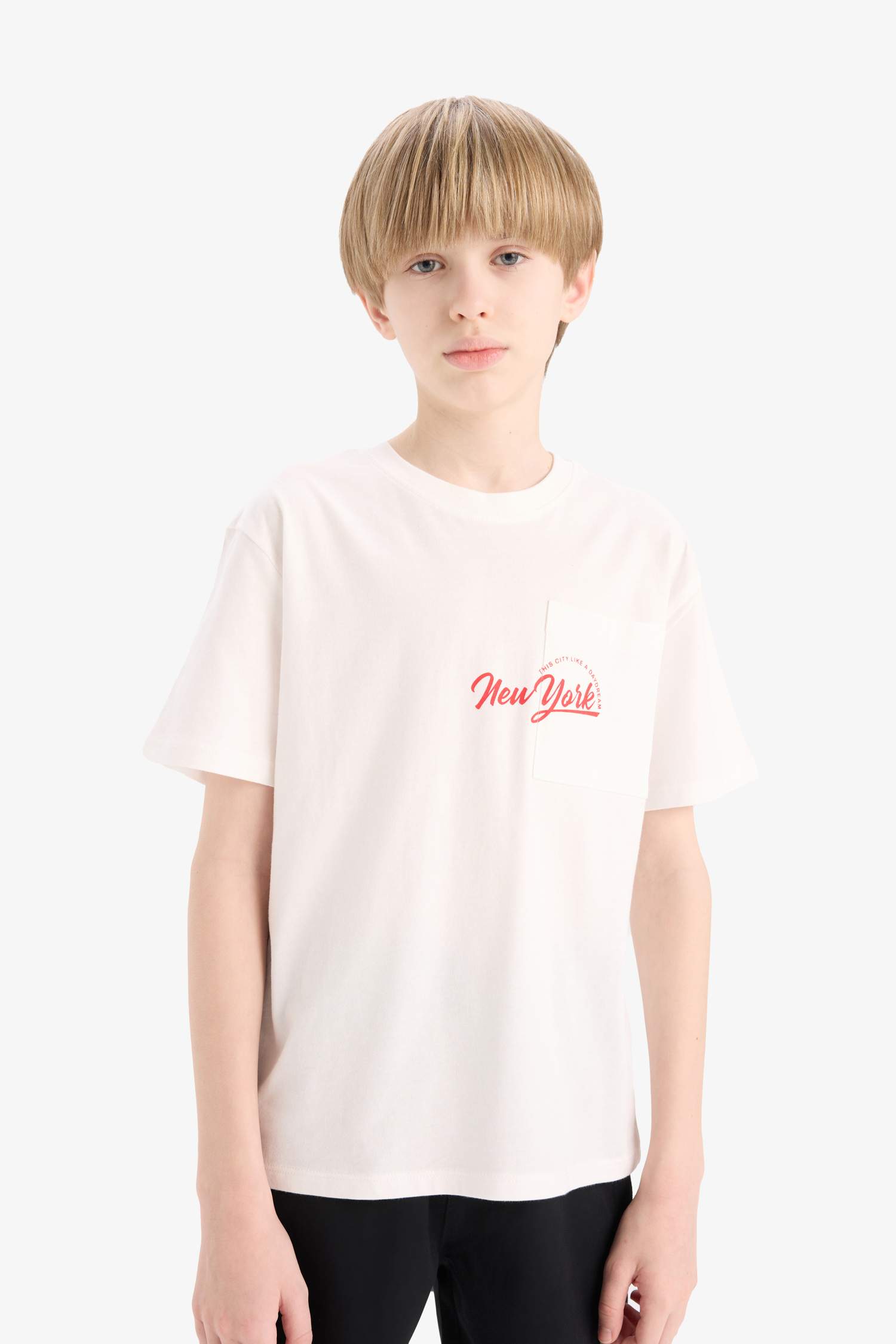 Erkek Çocuk Bisiklet Yaka Baskılı Kısa Kollu Tişört