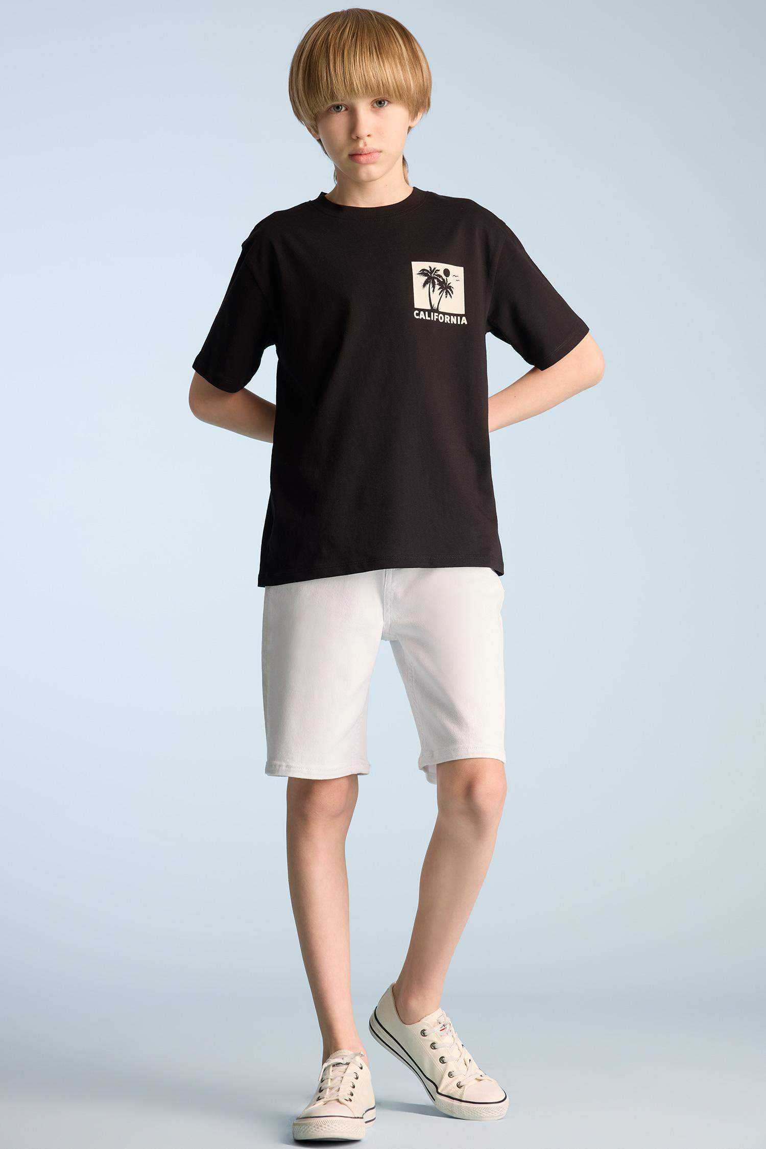 Boy Crew Neck Back Printed Short Sleeve T-Shirt