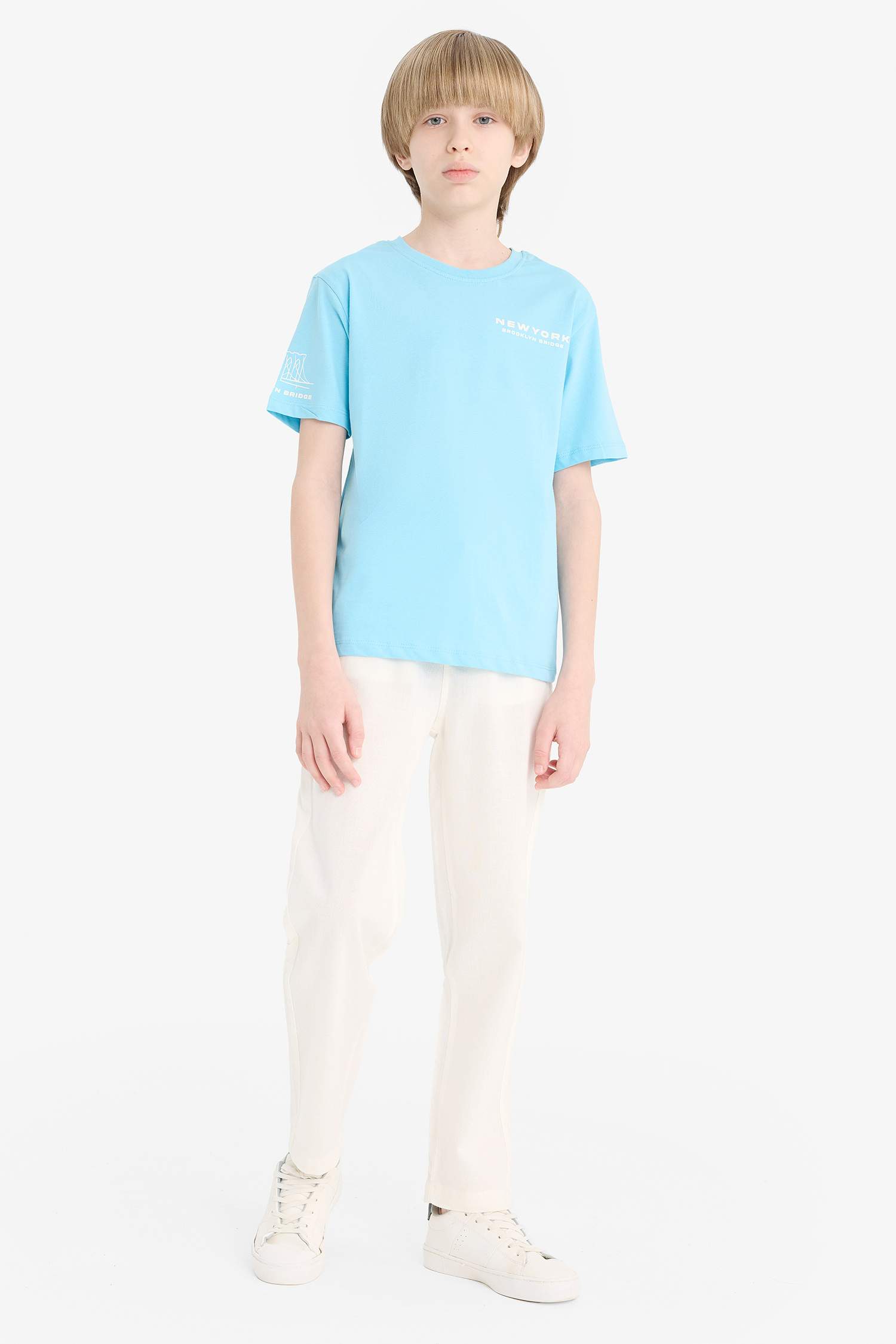 Erkek Çocuk Bisiklet Yaka Baskılı Kısa Kollu Tişört