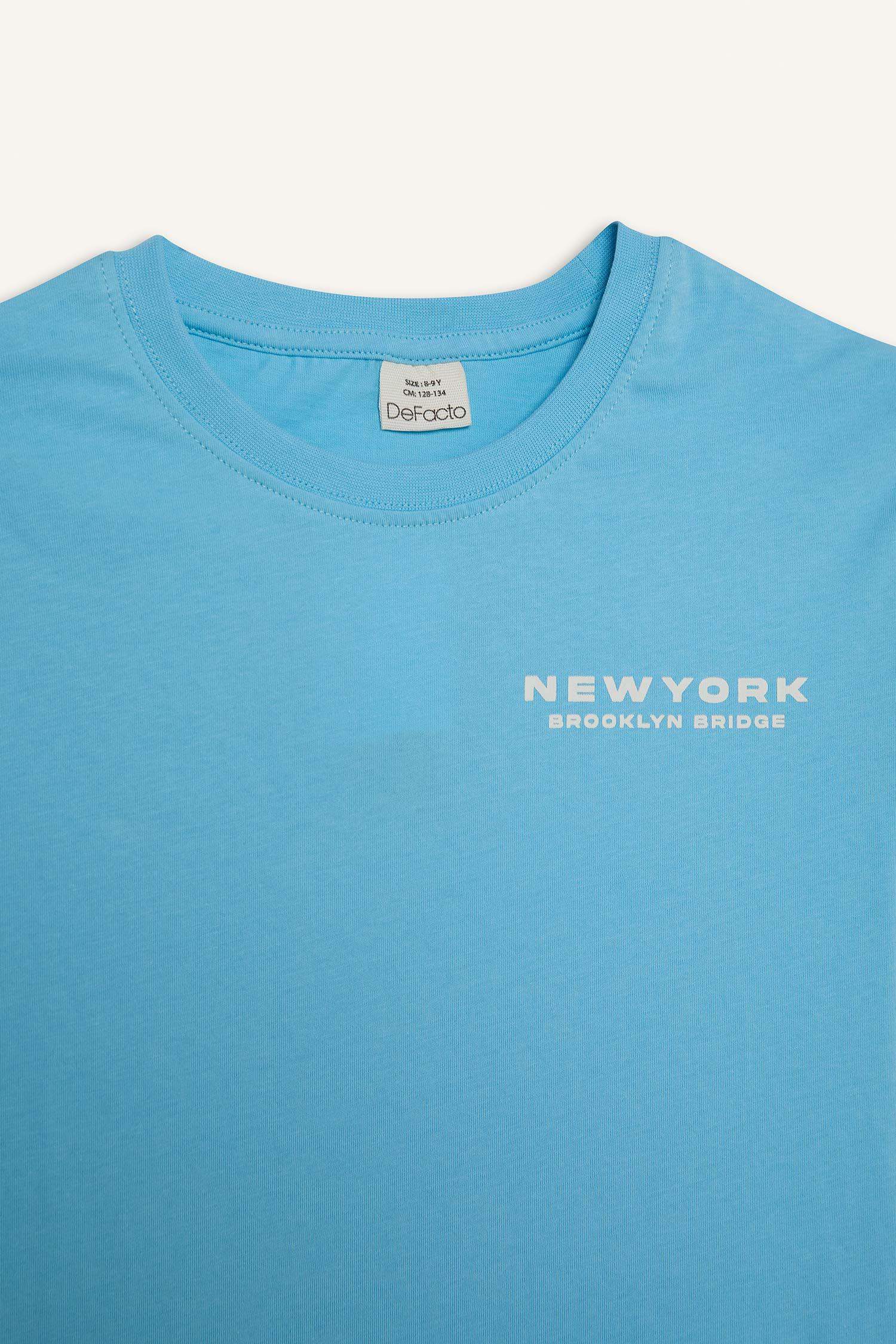 Erkek Çocuk Bisiklet Yaka Baskılı Kısa Kollu Tişört