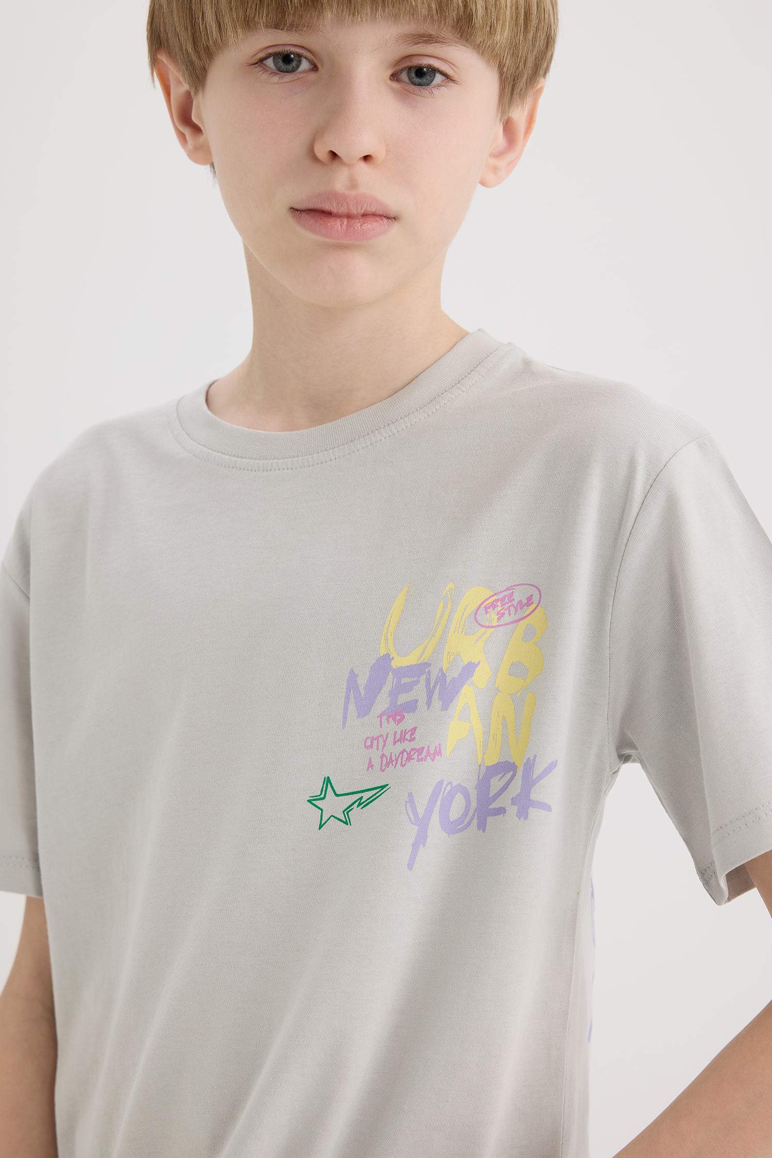 Boy Crew Neck Back Printed Short Sleeve T-Shirt