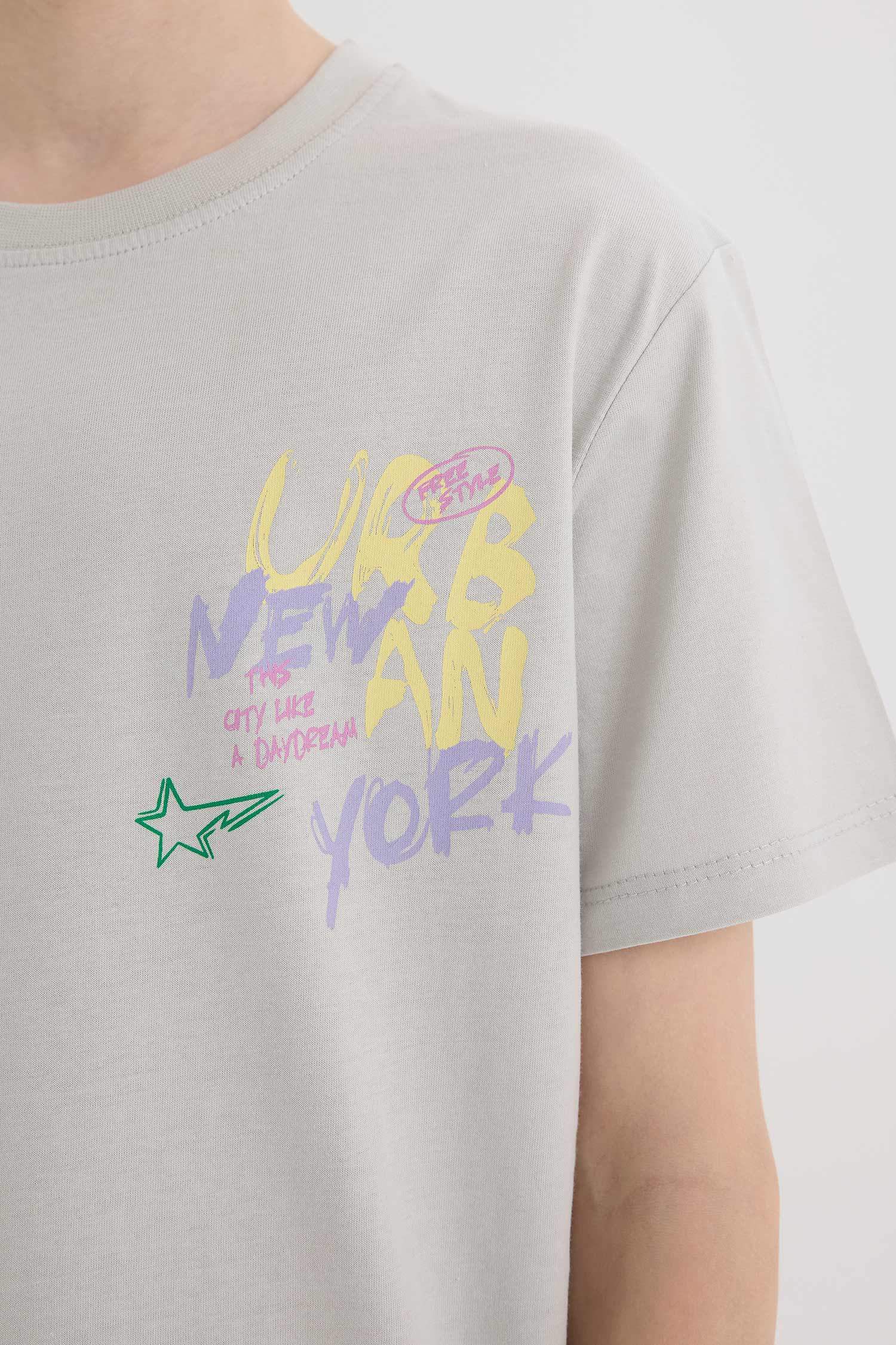 Boy Crew Neck Back Printed Short Sleeve T-Shirt