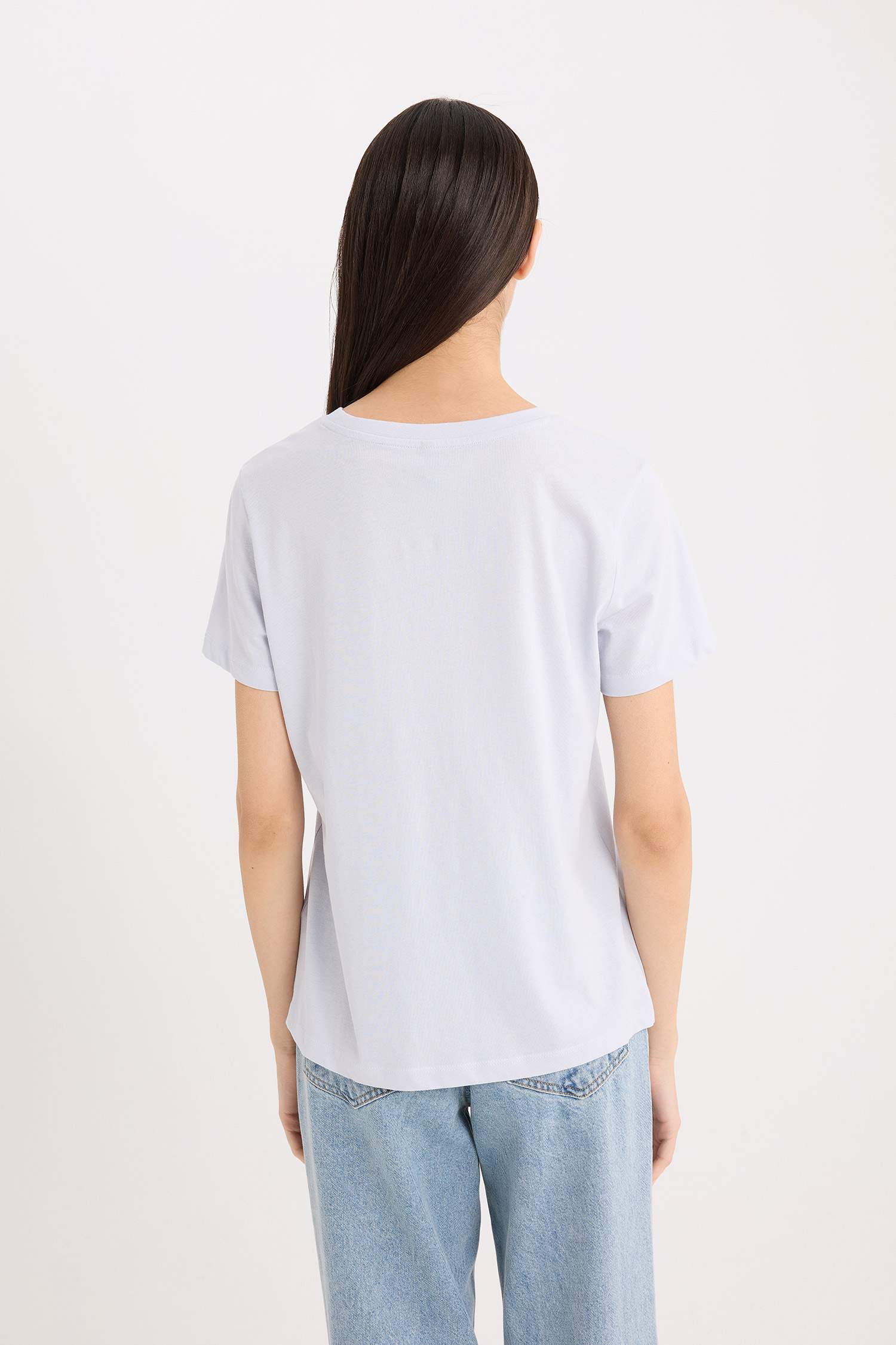 дөңгелек жаға гүл Қысқа жеңді футболка