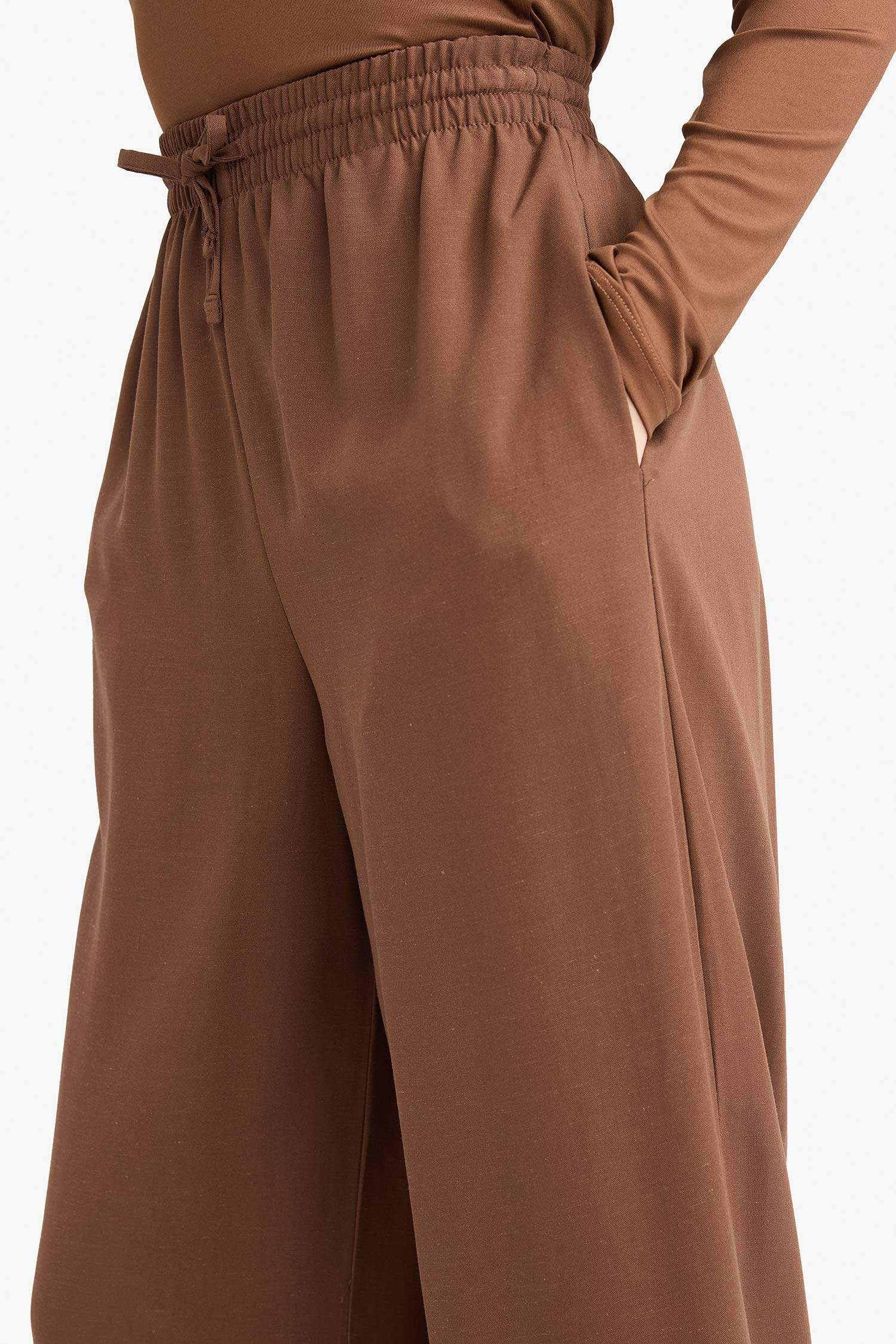 Wide Leg Linen Blended Trousers