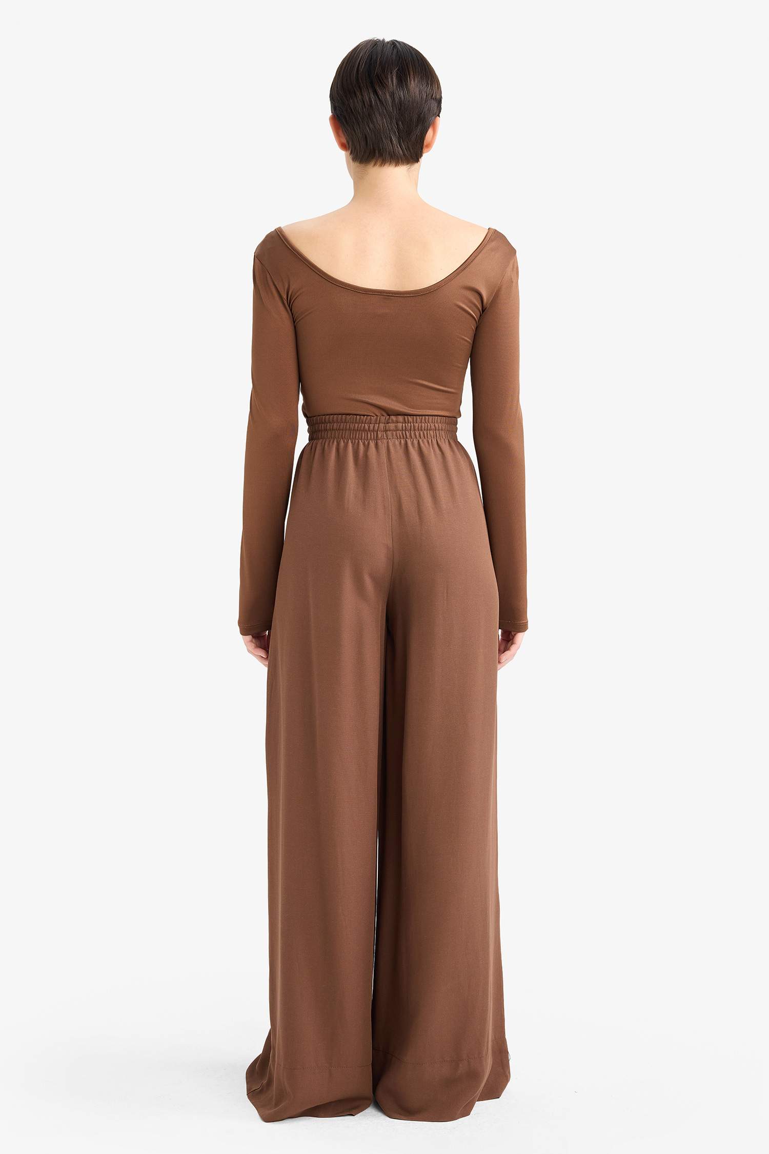 Wide Leg Linen Blended Trousers