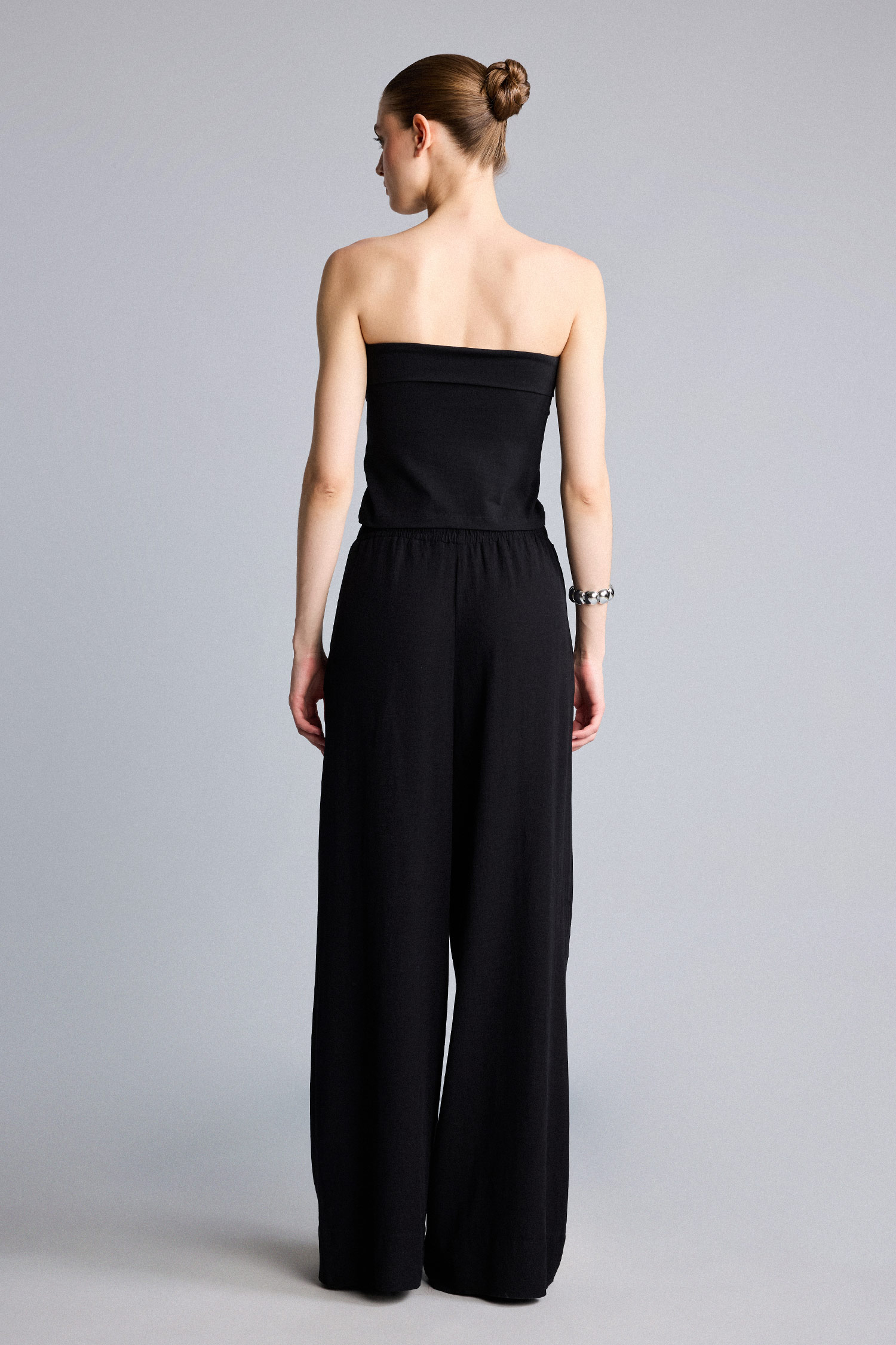 DeFacto Keten Karışımlı Wide Leg Yüksek bel Pantolon görsel 5