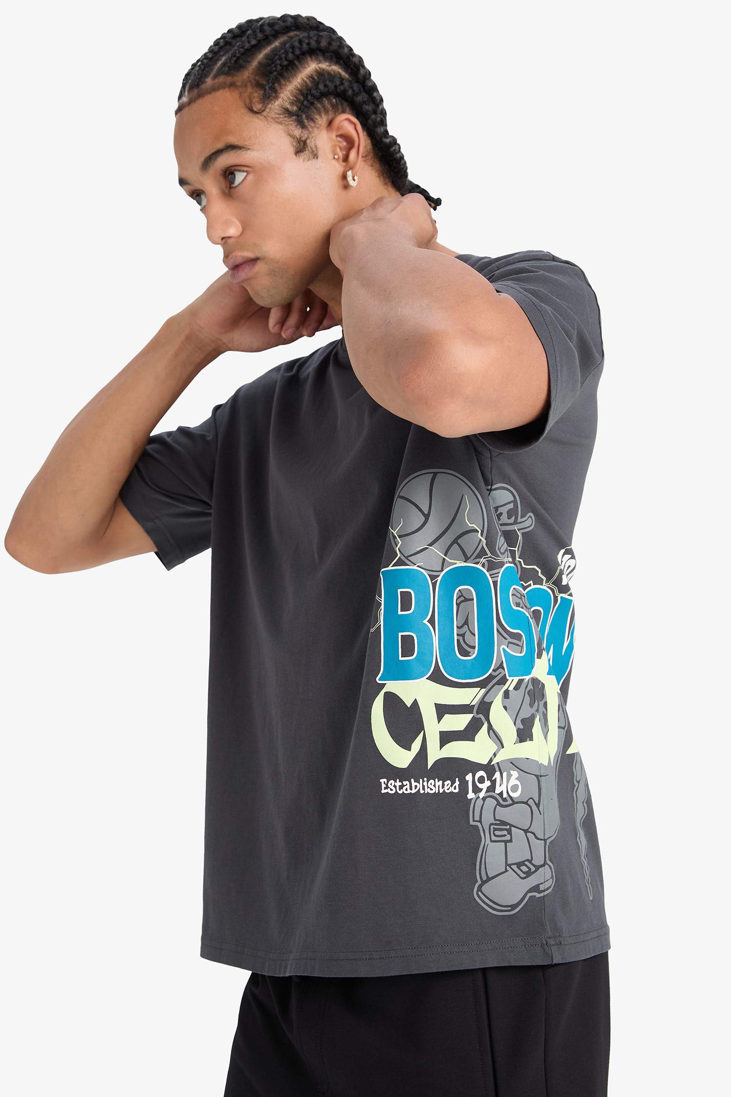 Футболка от DeFactoFit NBA Boston Celtics Oversize, с круглым вырезом и коротким рукавом