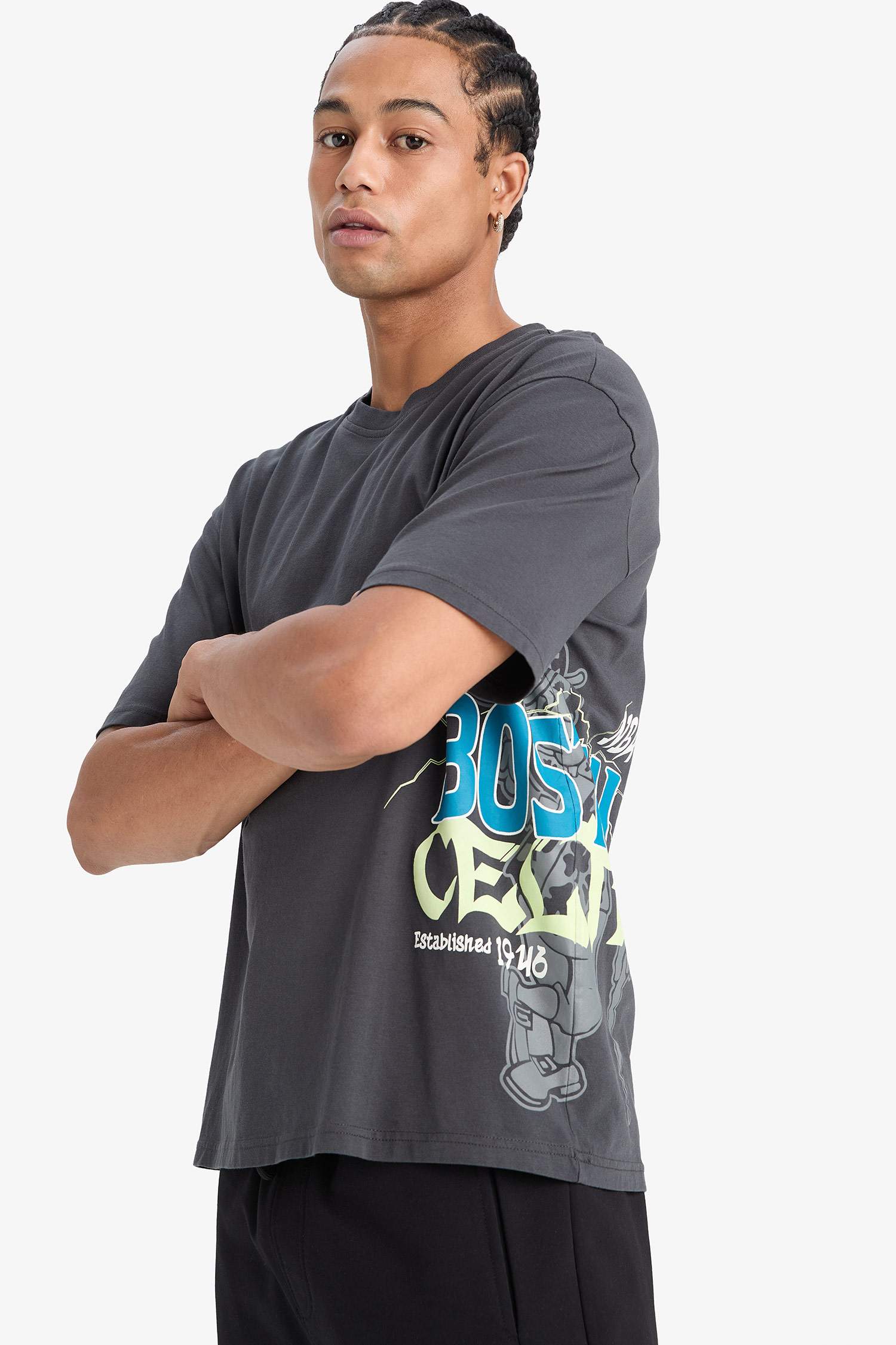 Футболка от DeFactoFit NBA Boston Celtics Oversize, с круглым вырезом и коротким рукавом