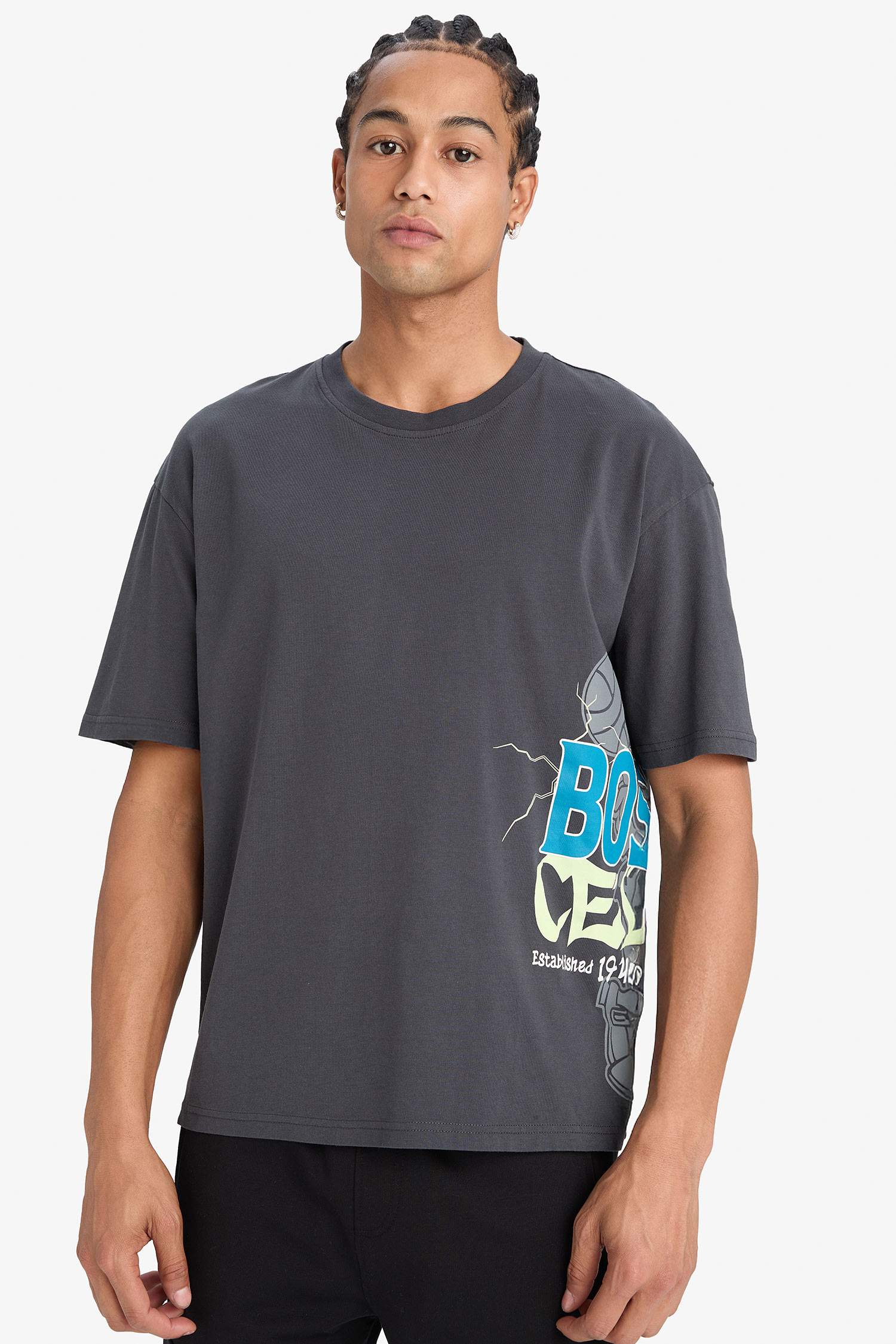 Футболка от DeFactoFit NBA Boston Celtics Oversize, с круглым вырезом и коротким рукавом