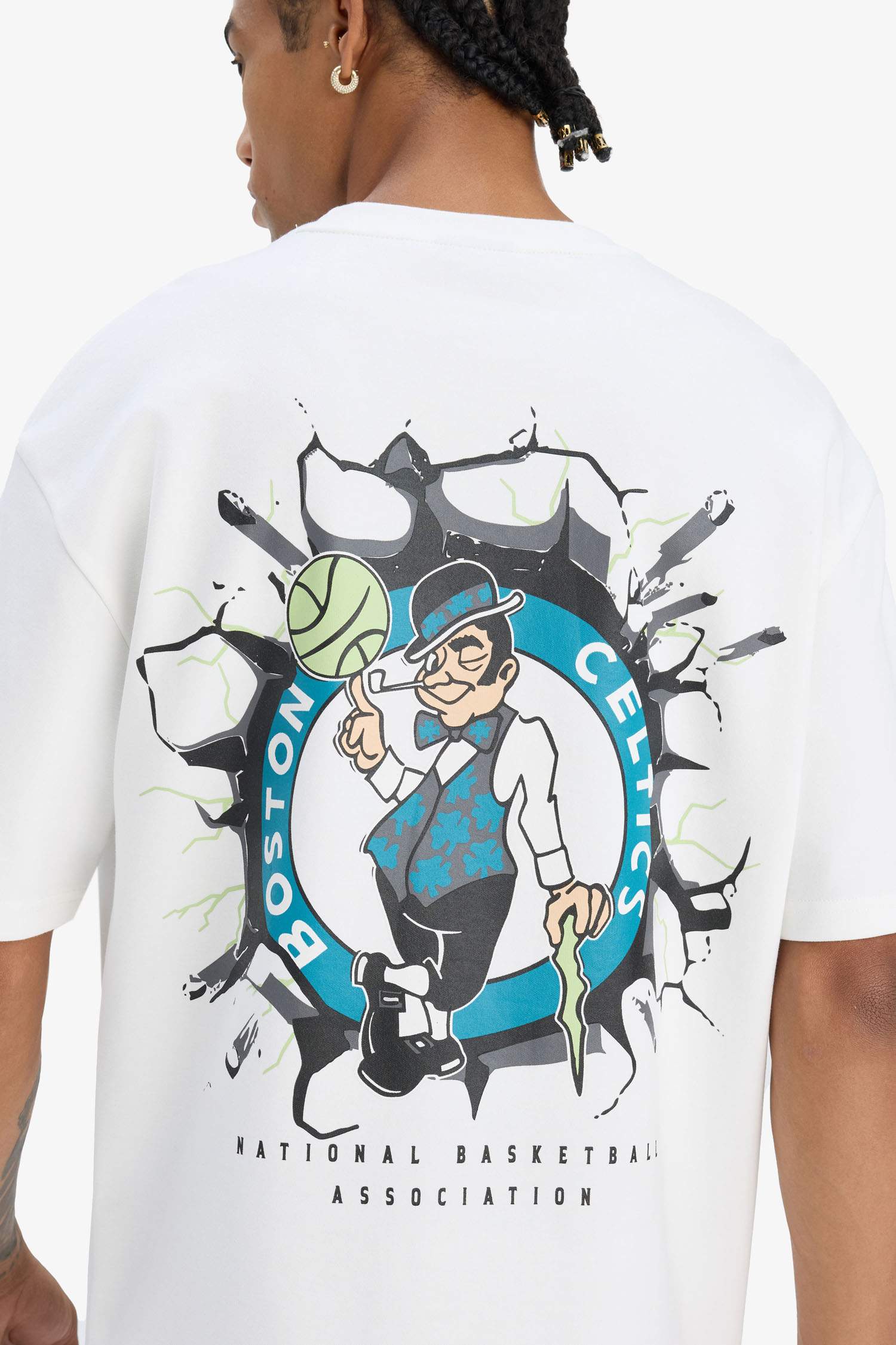 DeFactoFit NBA Boston Celtics Oversize футболка с круглым вырезом и принтом на спине