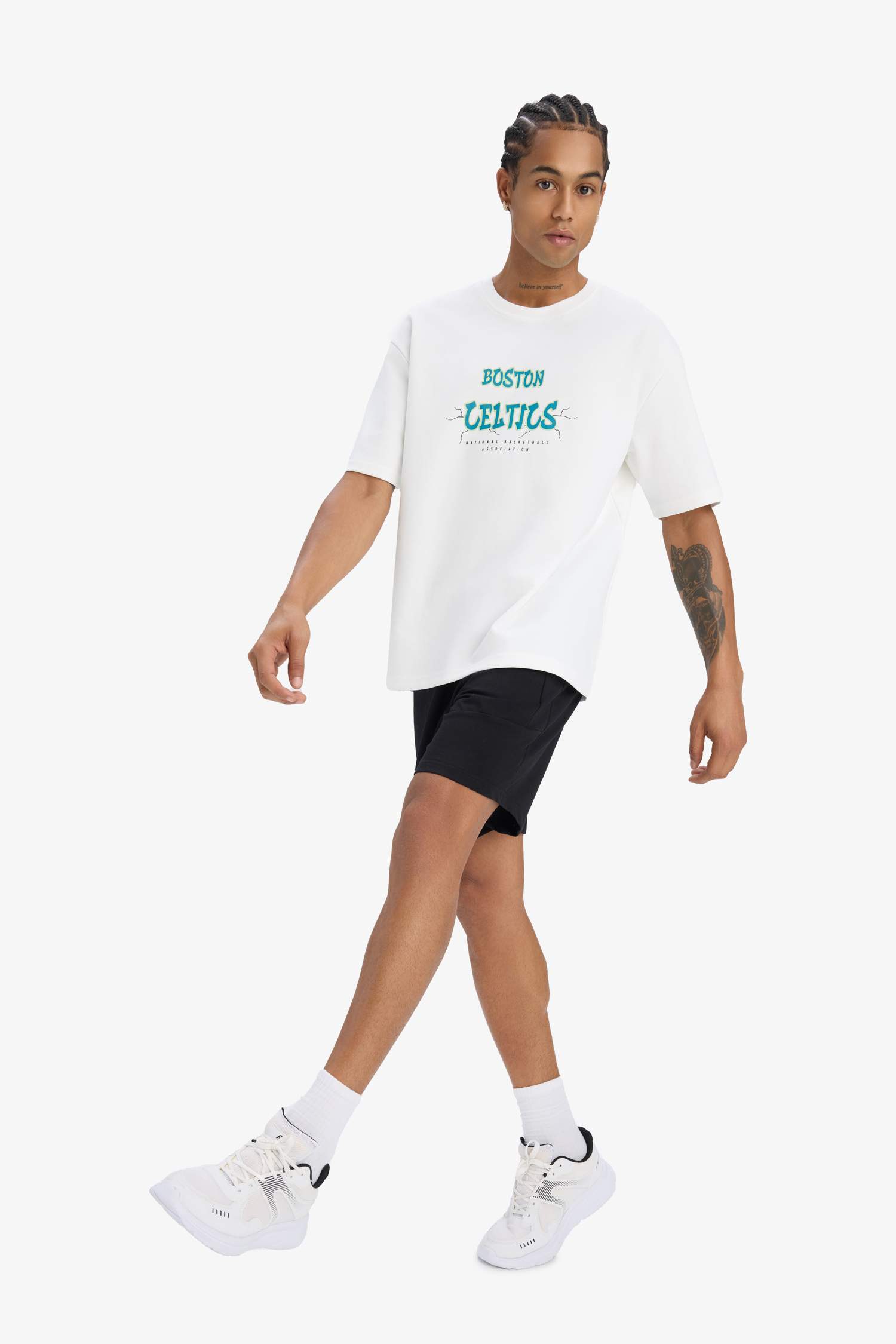 DeFactoFit NBA Boston Celtics Oversize футболка с круглым вырезом и принтом на спине