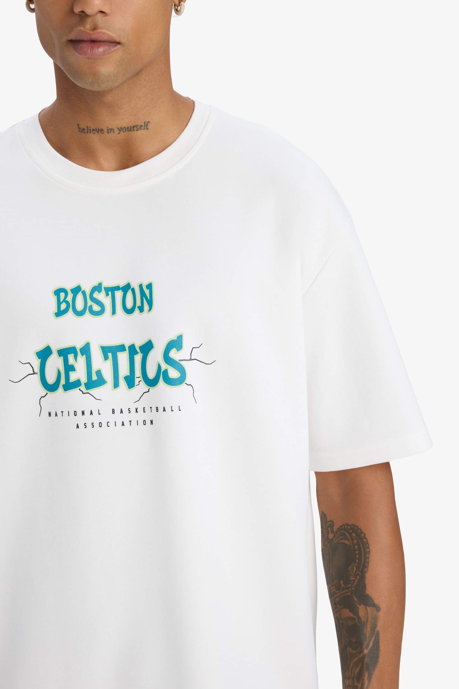 DeFactoFit NBA Boston Celtics Oversize футболка с круглым вырезом и принтом на спине