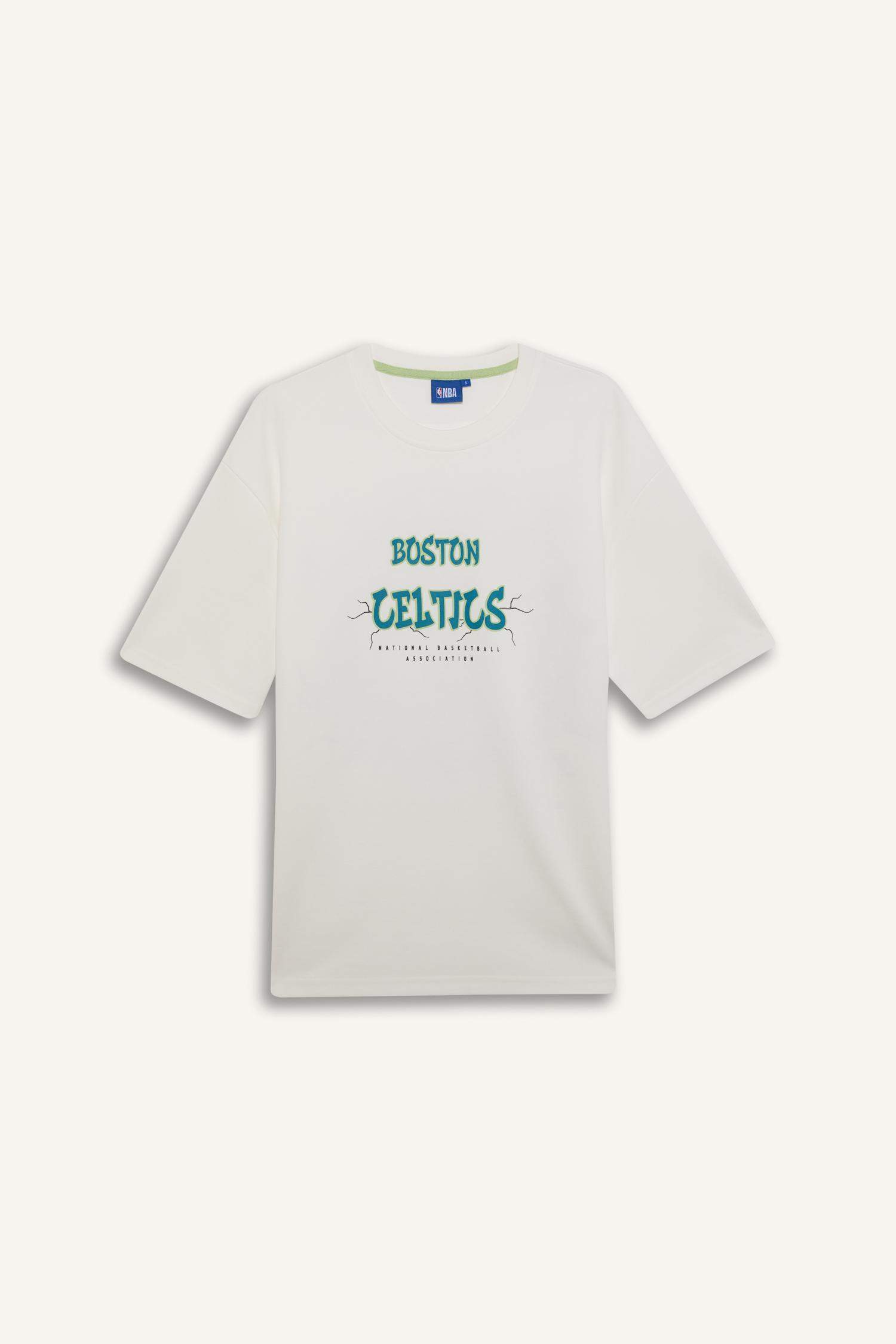 DeFactoFit NBA Boston Celtics Oversize футболка с круглым вырезом и принтом на спине