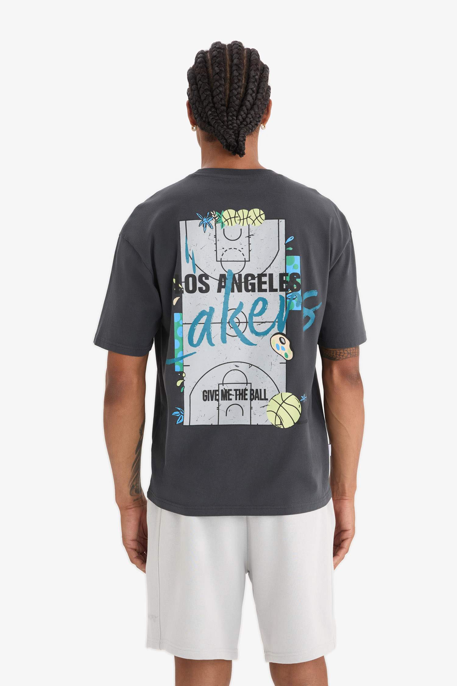 DeFactoFit NBA Los Angeles Lakers Boxy Fit Crew Neck T-Shirt