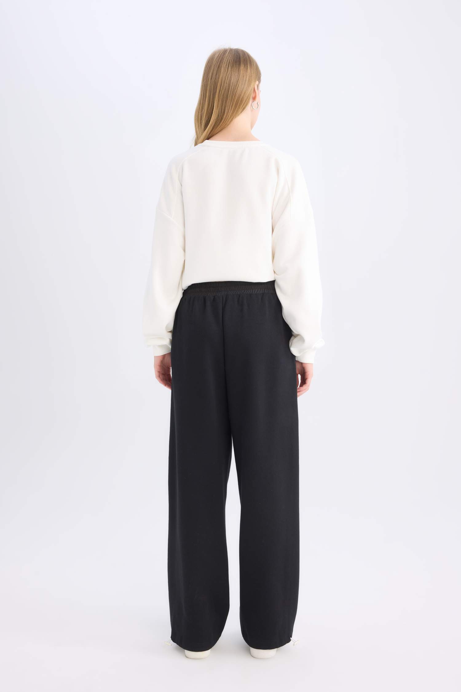 Coool Beli Lastikli Wide Leg Geniş Bol Paça Eşofman Altı Beli Ayarlanabilir Lastikli Yan Şeritli