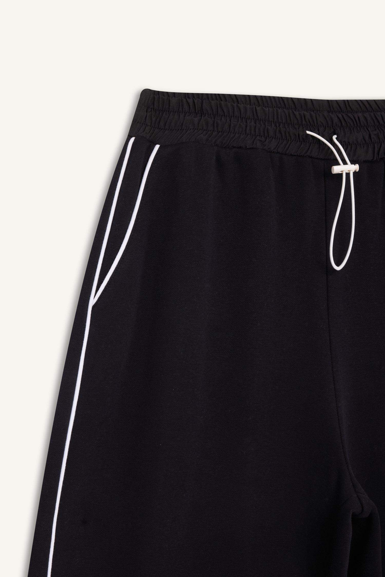 Coool Beli Lastikli Wide Leg Geniş Bol Paça Eşofman Altı Beli Ayarlanabilir Lastikli Yan Şeritli