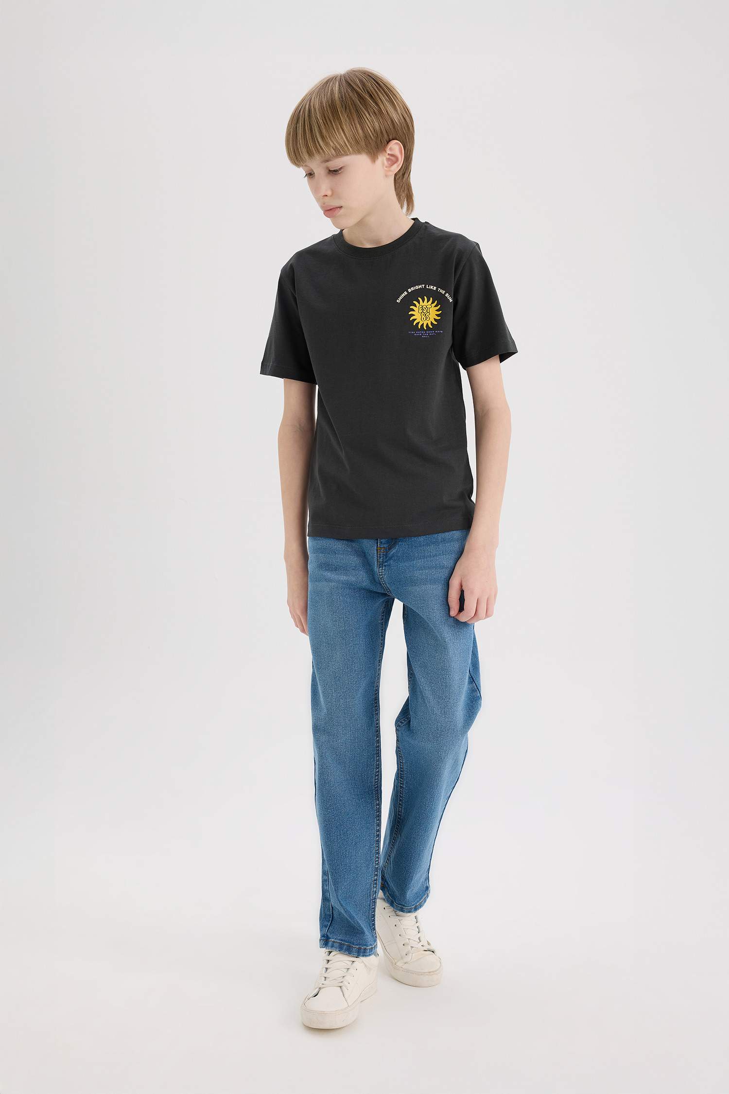 T-shirt imprimé à col rond et manches courtes pour garçon