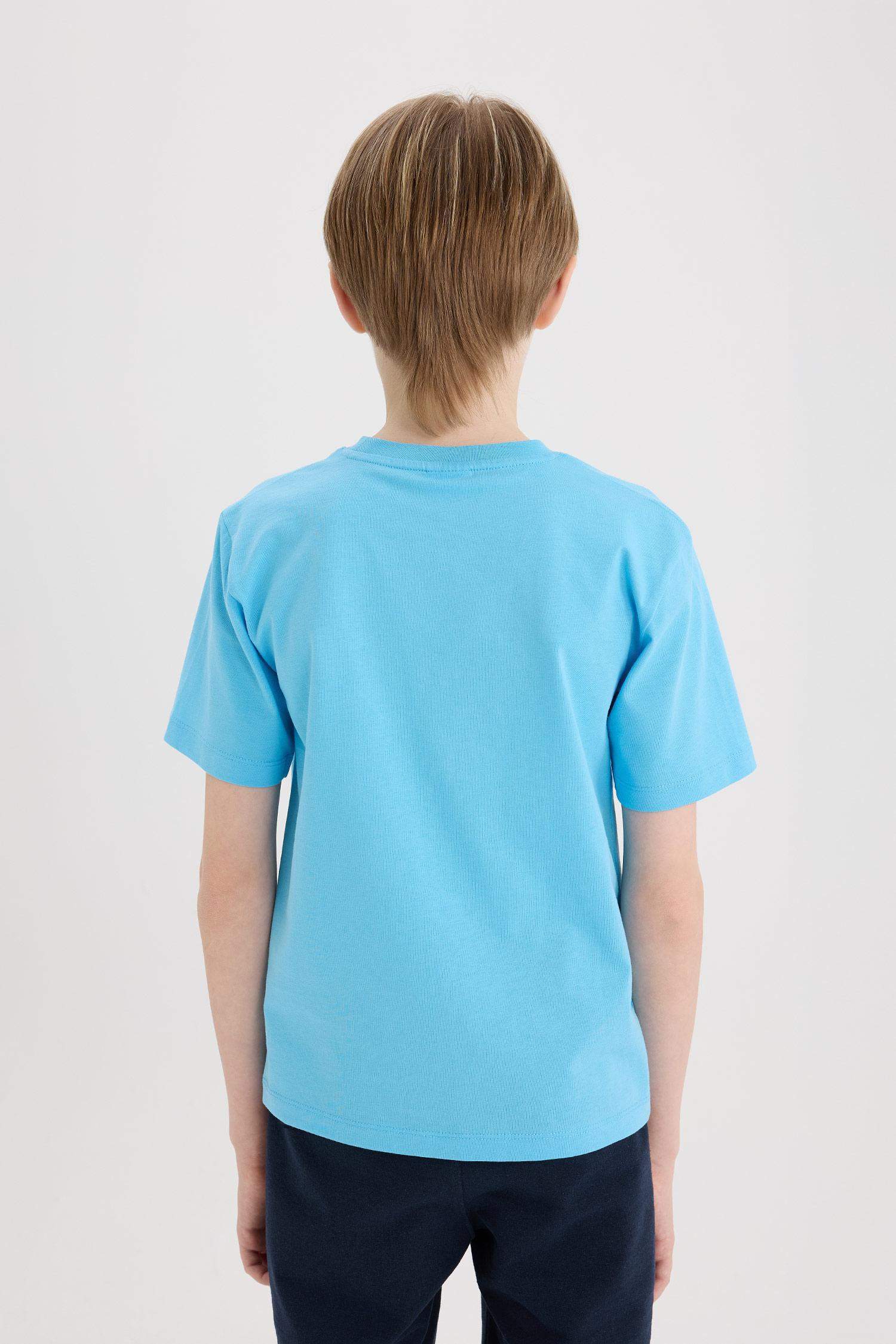 Мальчик фуфайка с круглым вырезом, с принтом, с короткими рукавами