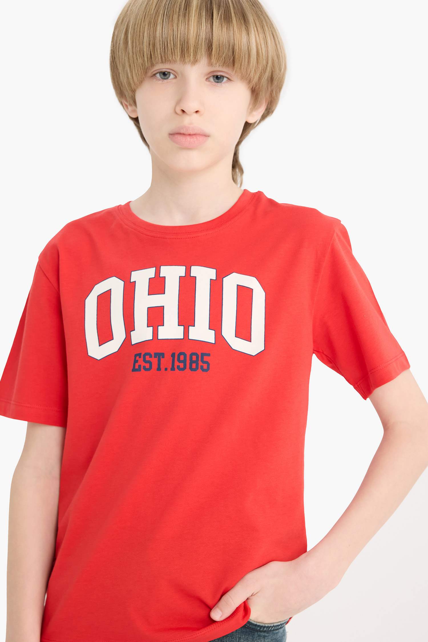 Erkek Çocuk Bisiklet Yaka Baskılı Kısa Kollu Tişört