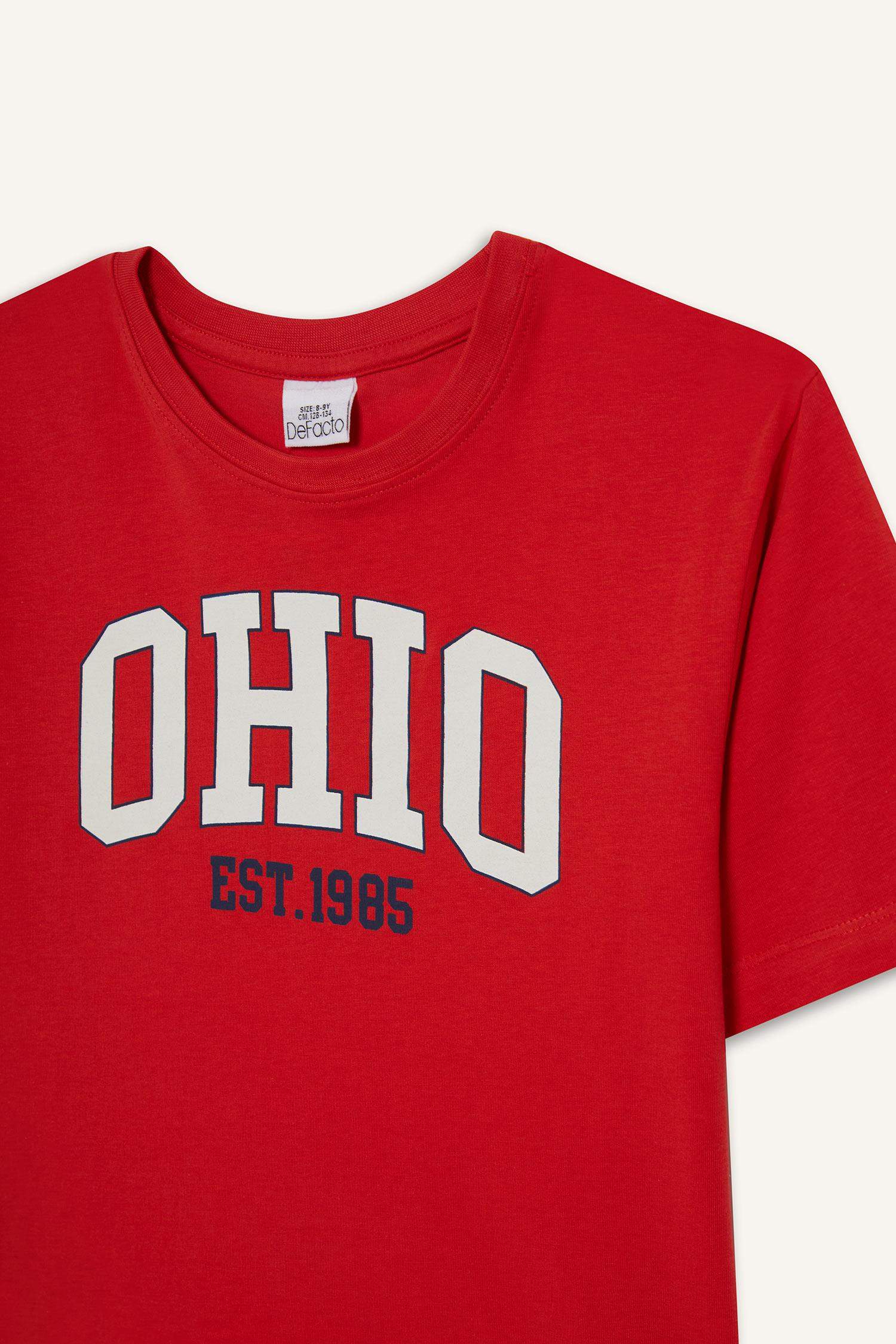 Erkek Çocuk Bisiklet Yaka Baskılı Kısa Kollu Tişört