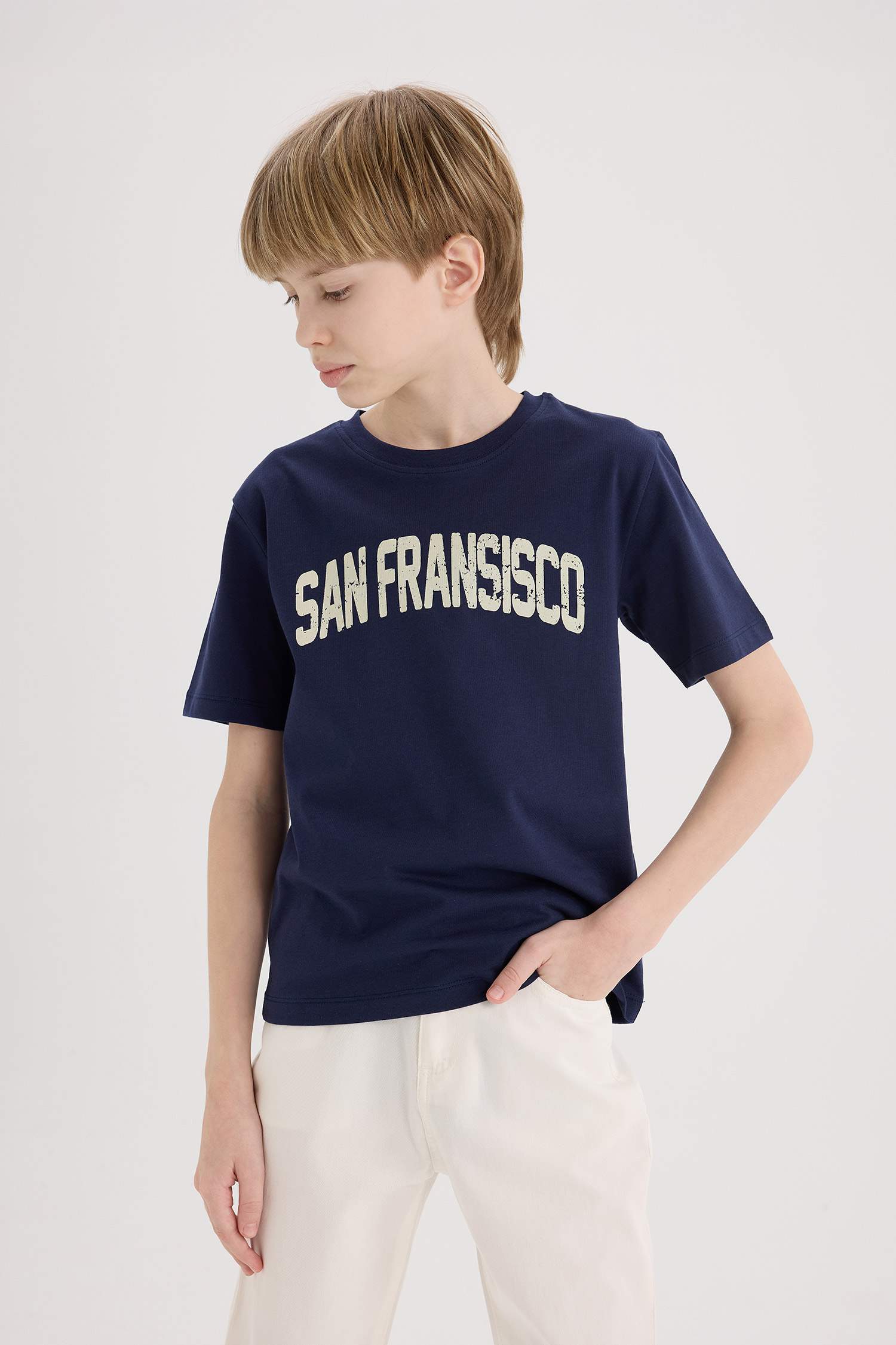 T-shirt imprimé à col rond et manches courtes pour garçon