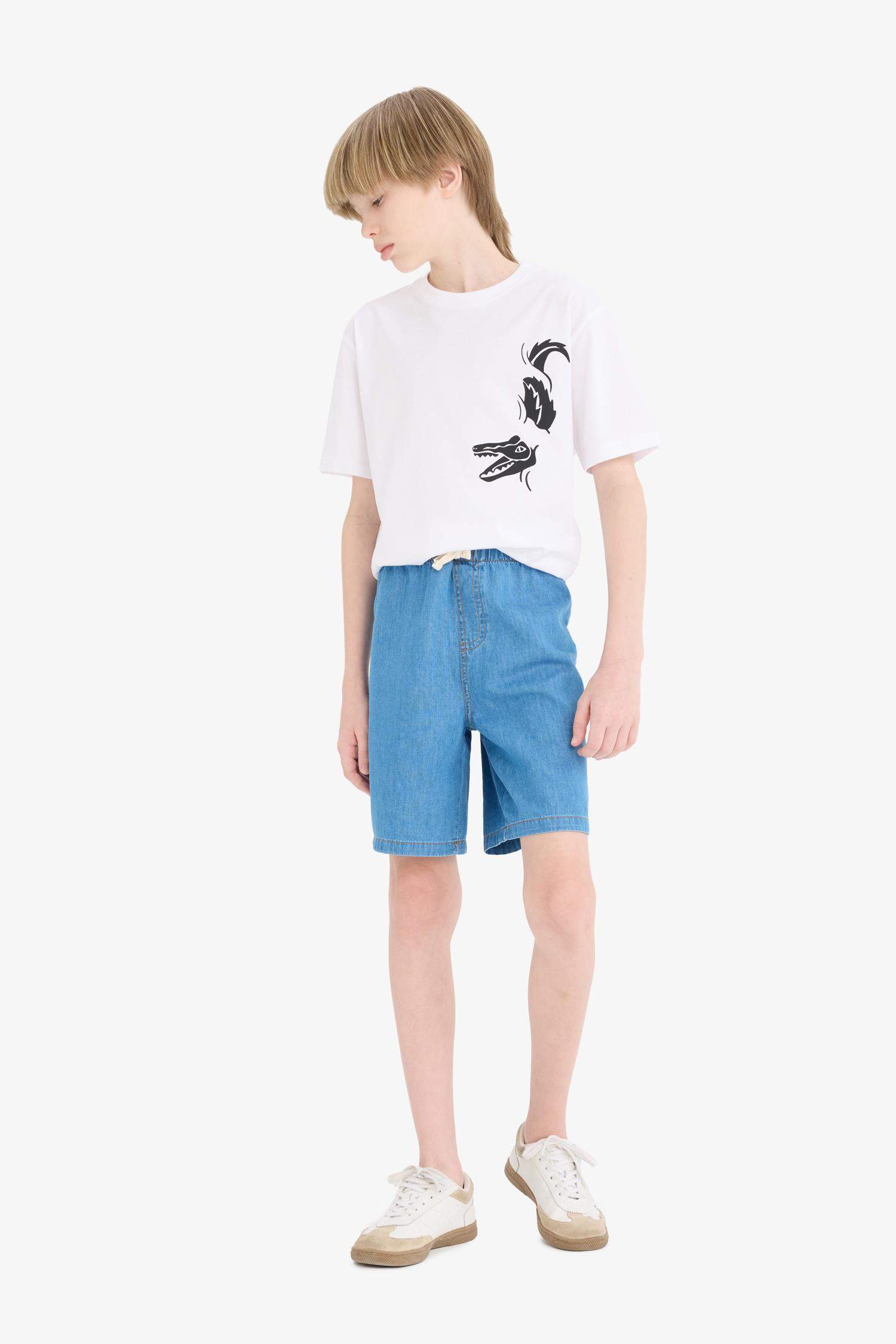 Erkek Çocuk Bisiklet Yaka Baskılı Kısa Kollu Tişört