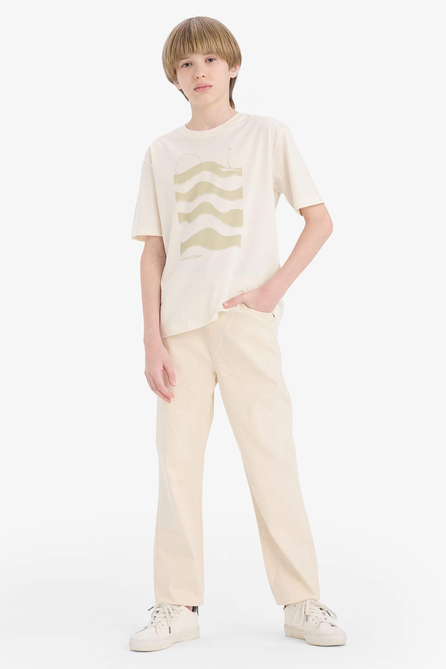 Erkek Çocuk Bisiklet Yaka Baskılı Kısa Kollu Tişört