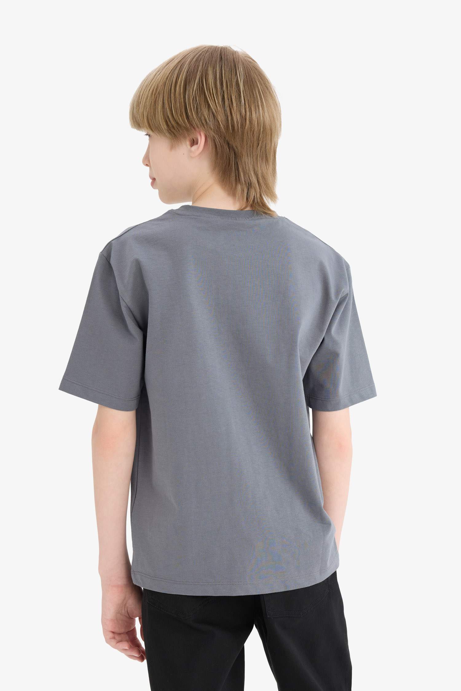 Erkek Çocuk Bisiklet Yaka Baskılı Kısa Kollu Tişört