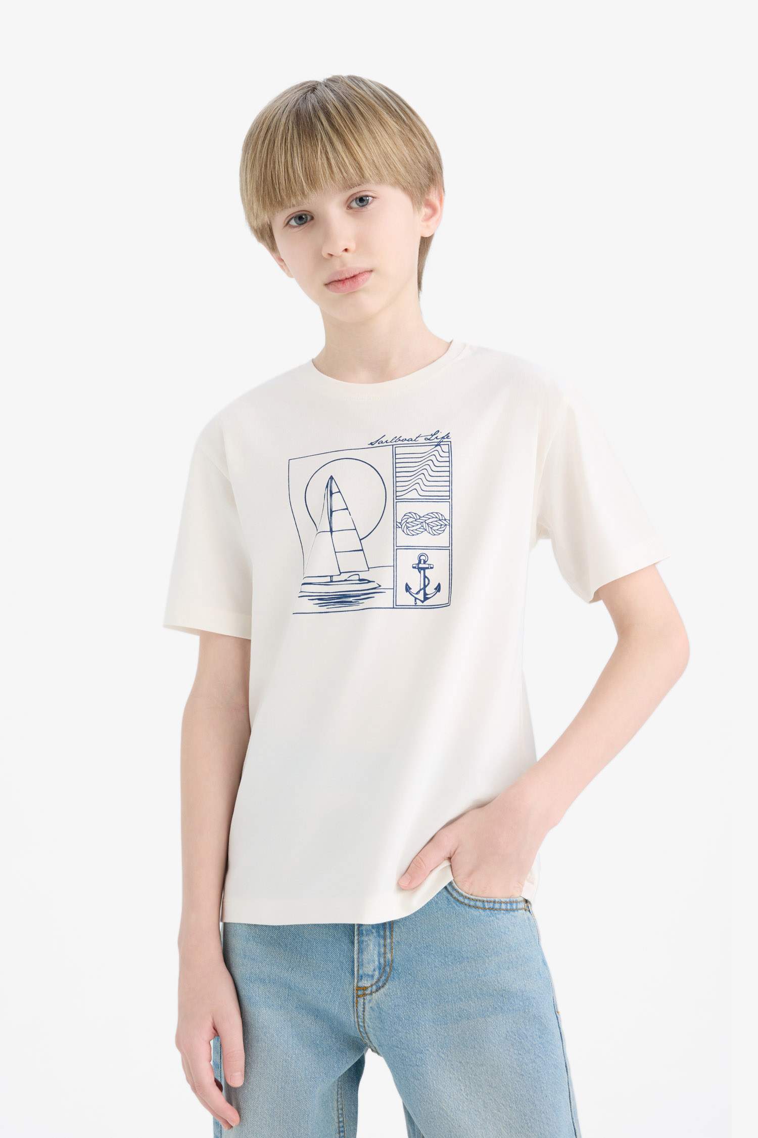 Boy Crew Neck Printed Short Sleeve T-Shirt