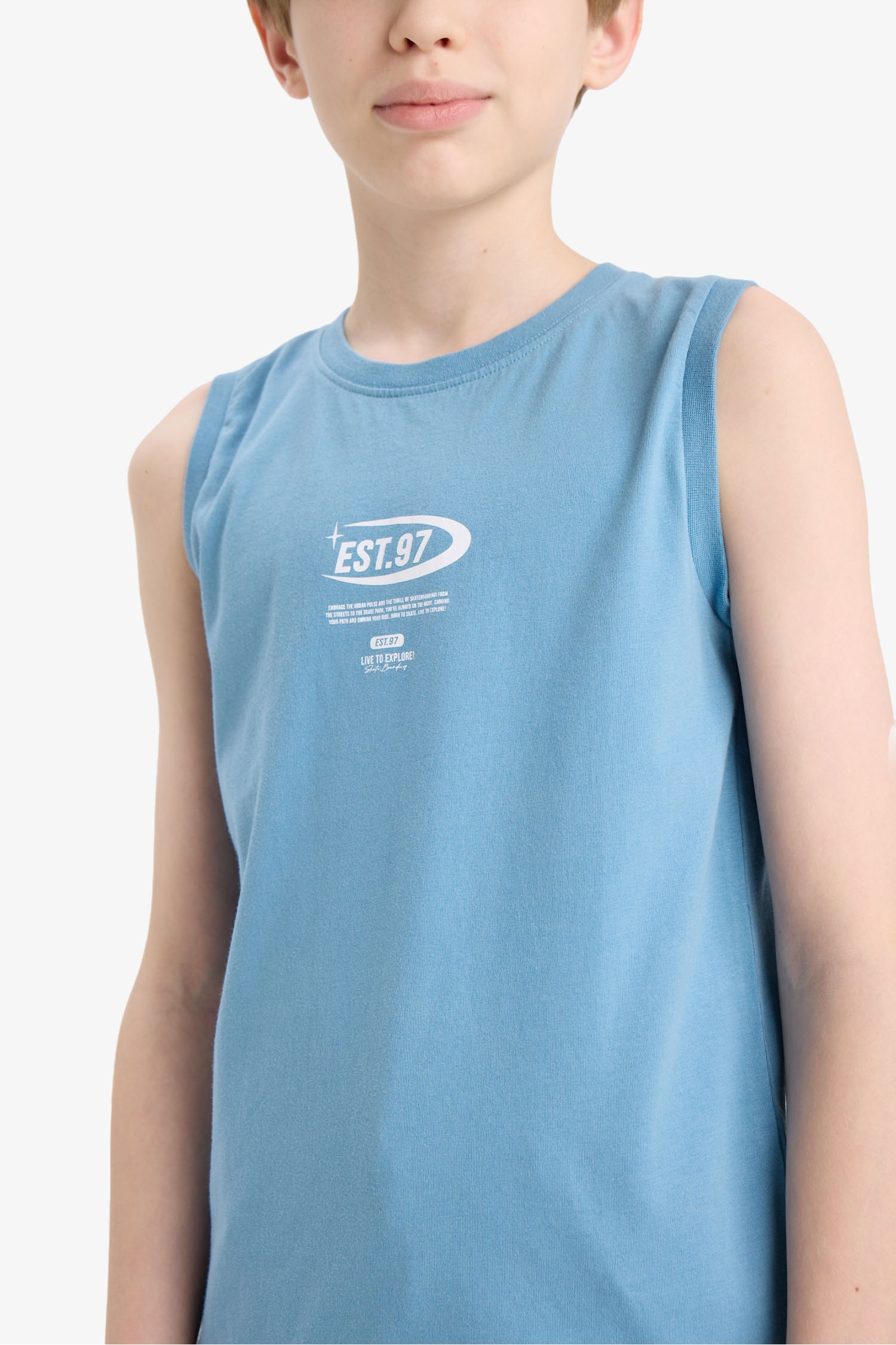 Erkek Çocuk Bisiklet Yaka Baskılı Atlet