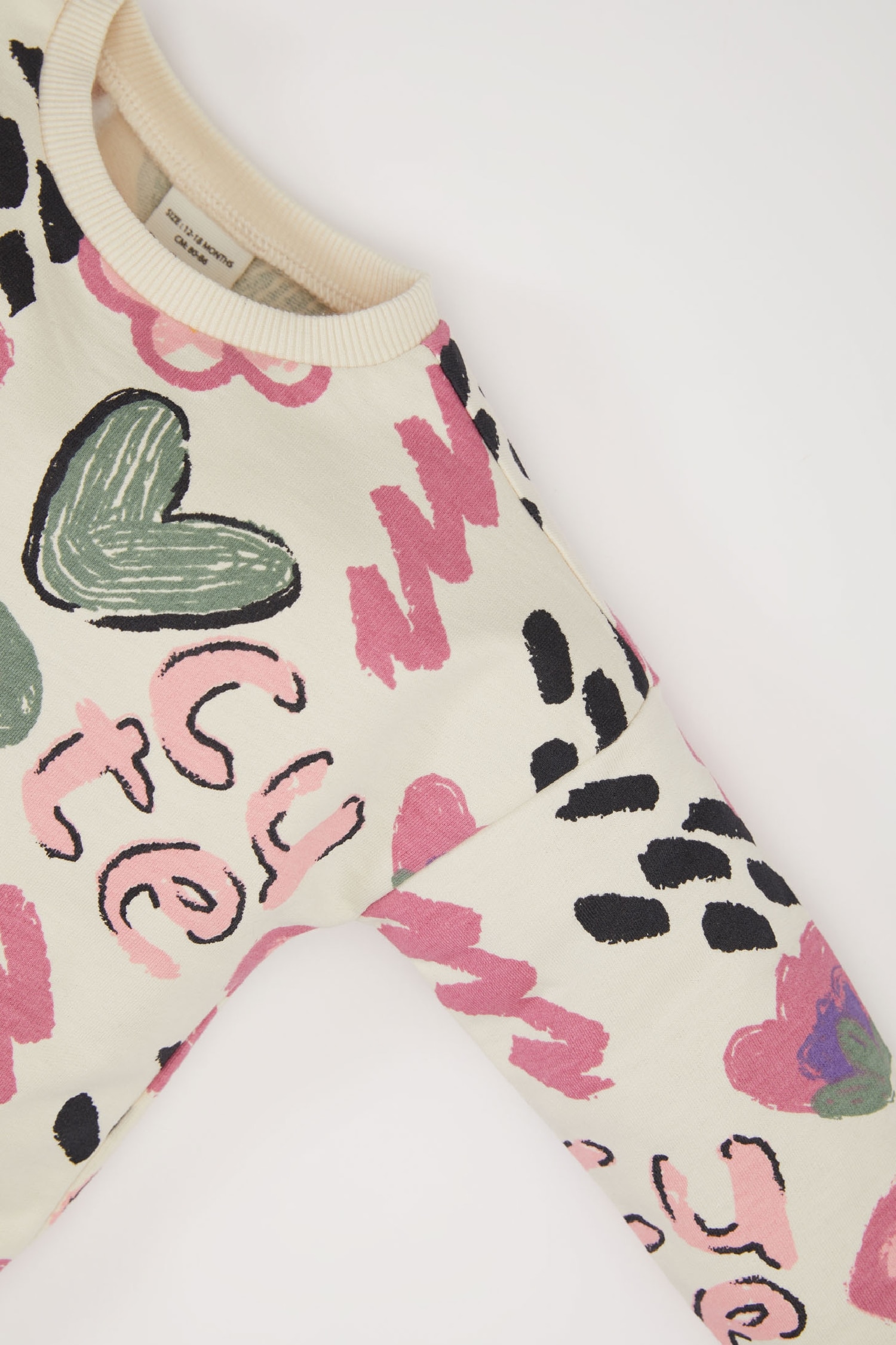 Kız Bebek Desenli Bisiklet Yaka Sweatshirt