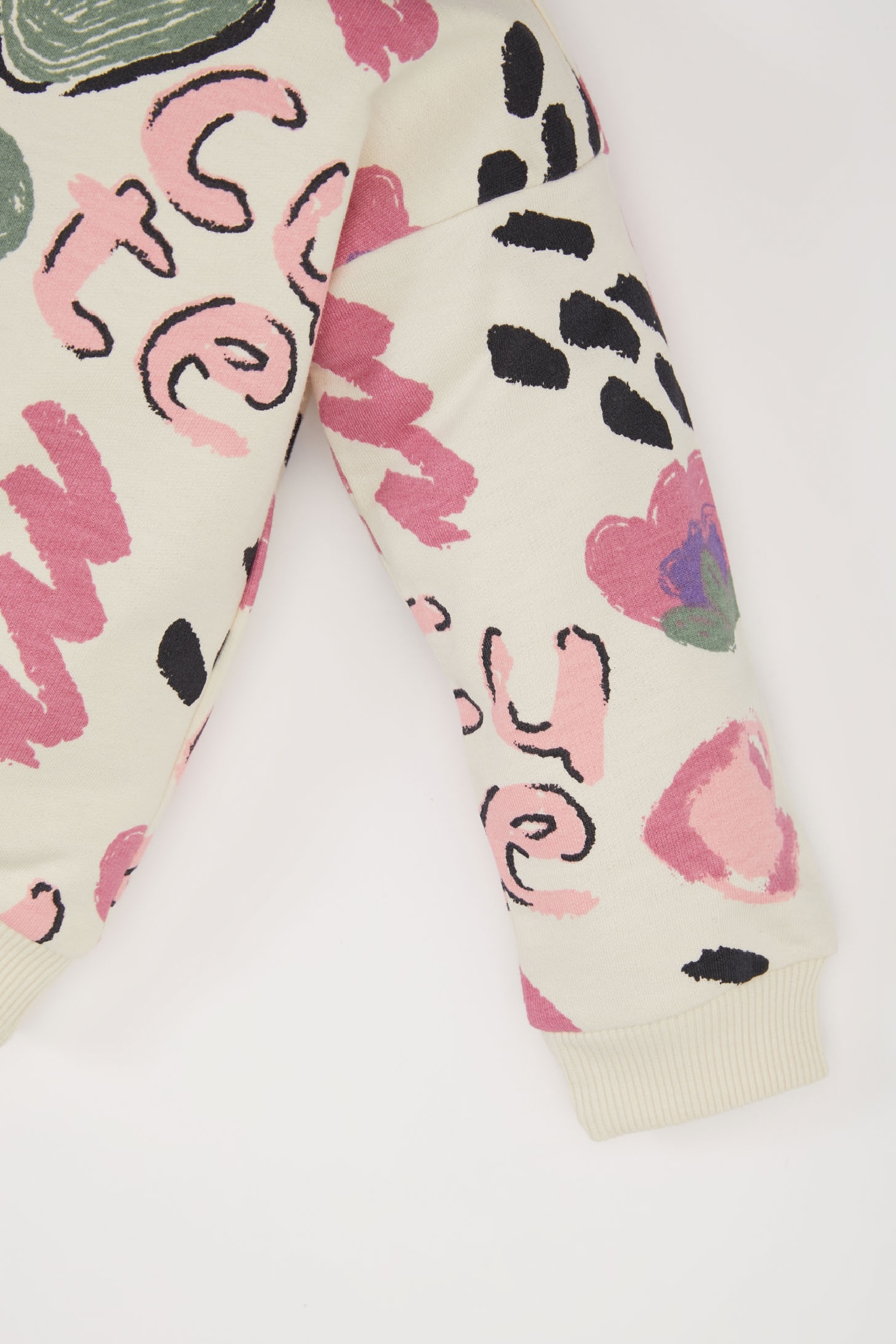 Kız Bebek Desenli Bisiklet Yaka Sweatshirt