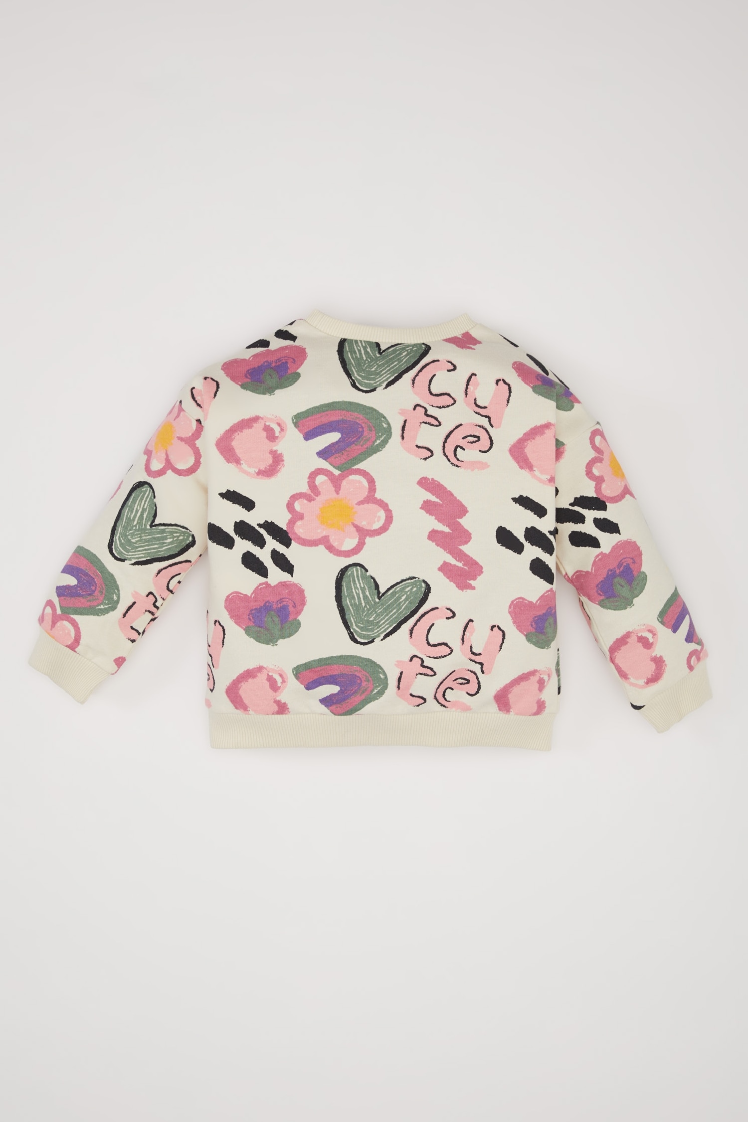 Kız Bebek Desenli Bisiklet Yaka Sweatshirt