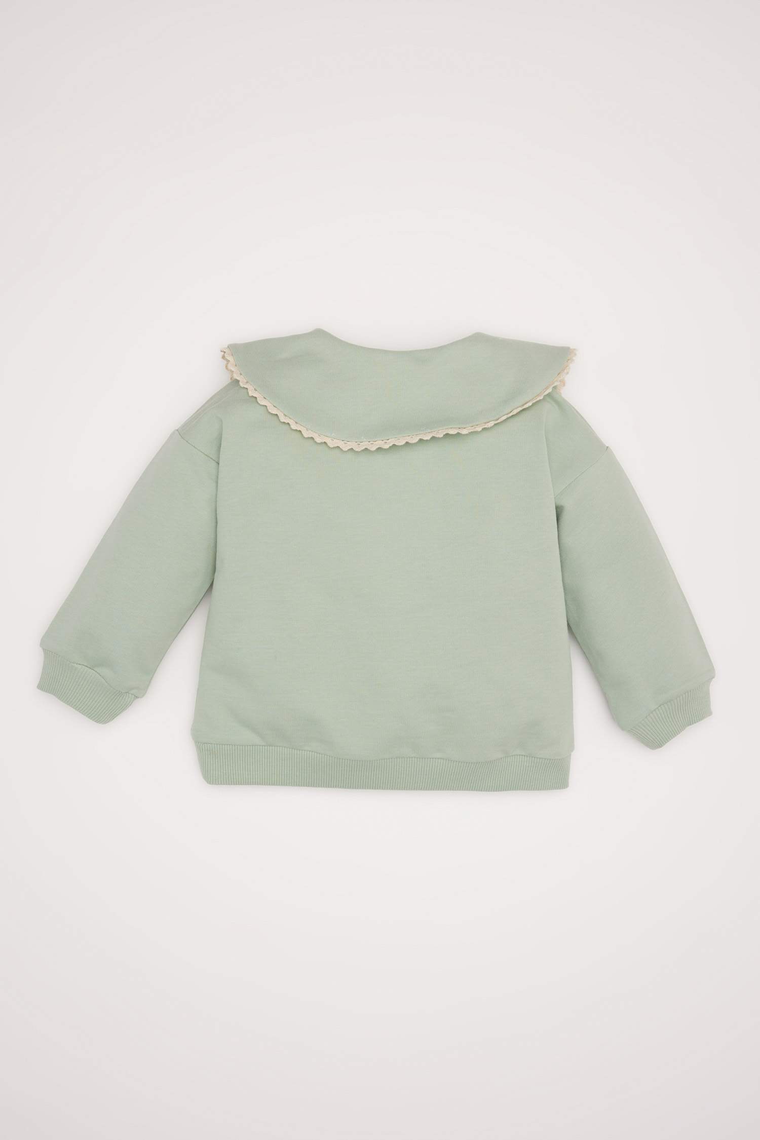Kız Bebek Büyük Yaka Düğmeli Sweatshirt