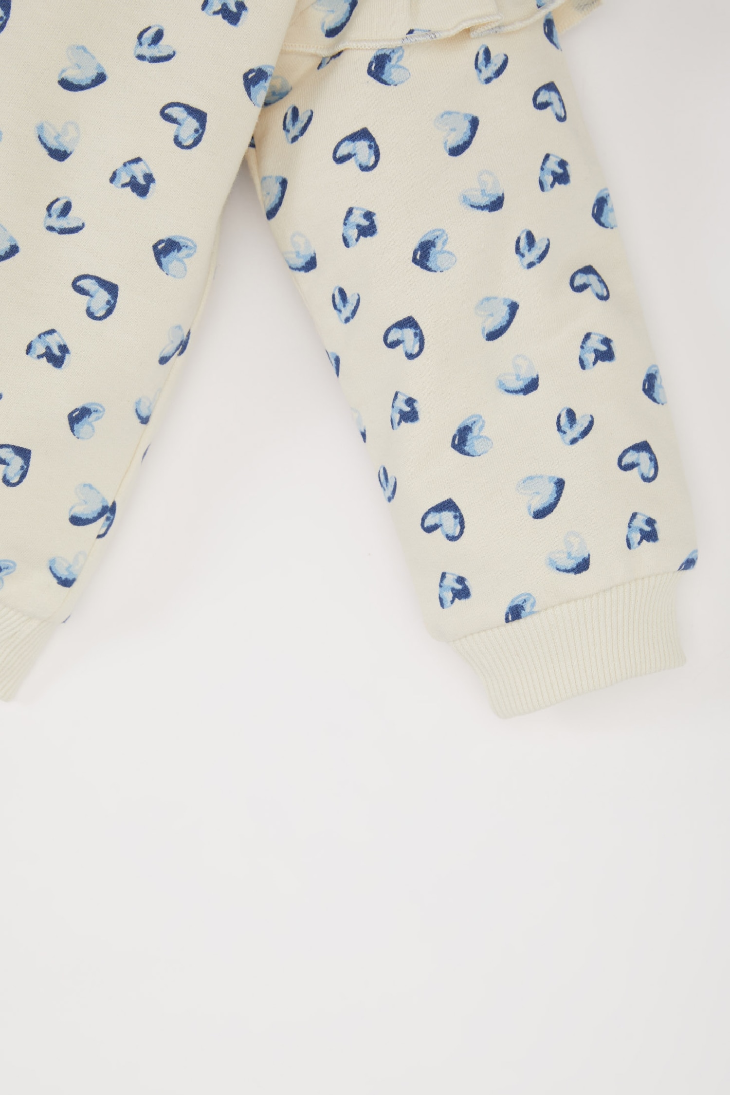 Kız Bebek Bisiklet Yaka Kalp Desenli Sweatshirt