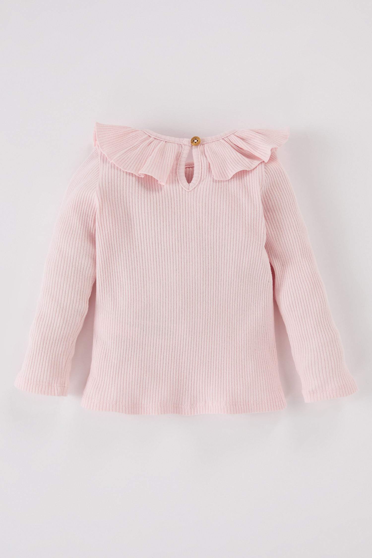 Kız Bebek Büyük Yaka Fitilli Kaşkorse Uzun Kollu Tişört