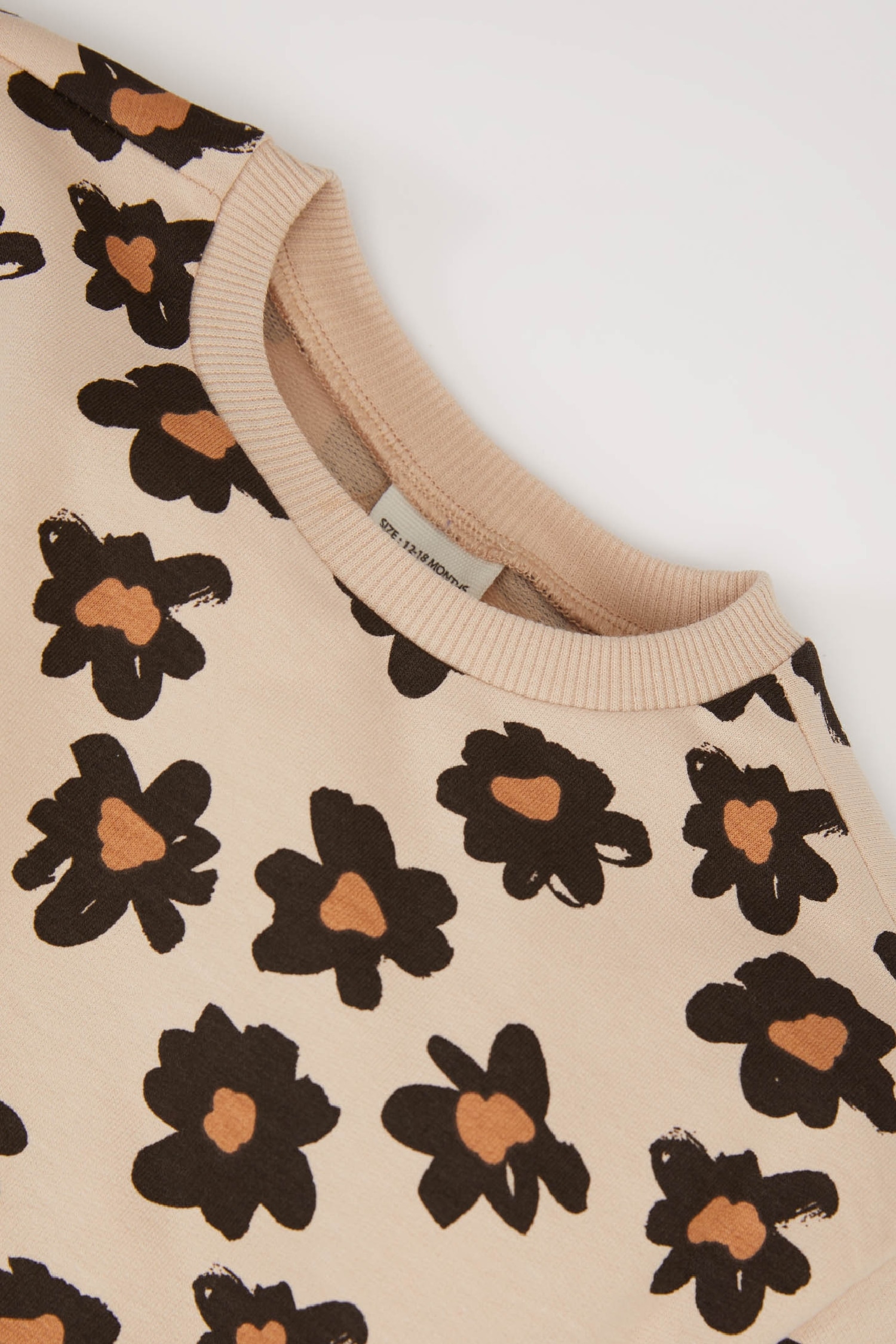 Kız Bebek 2'li Takım Çiçekli Sweatshirt Beli Lastikli Alt