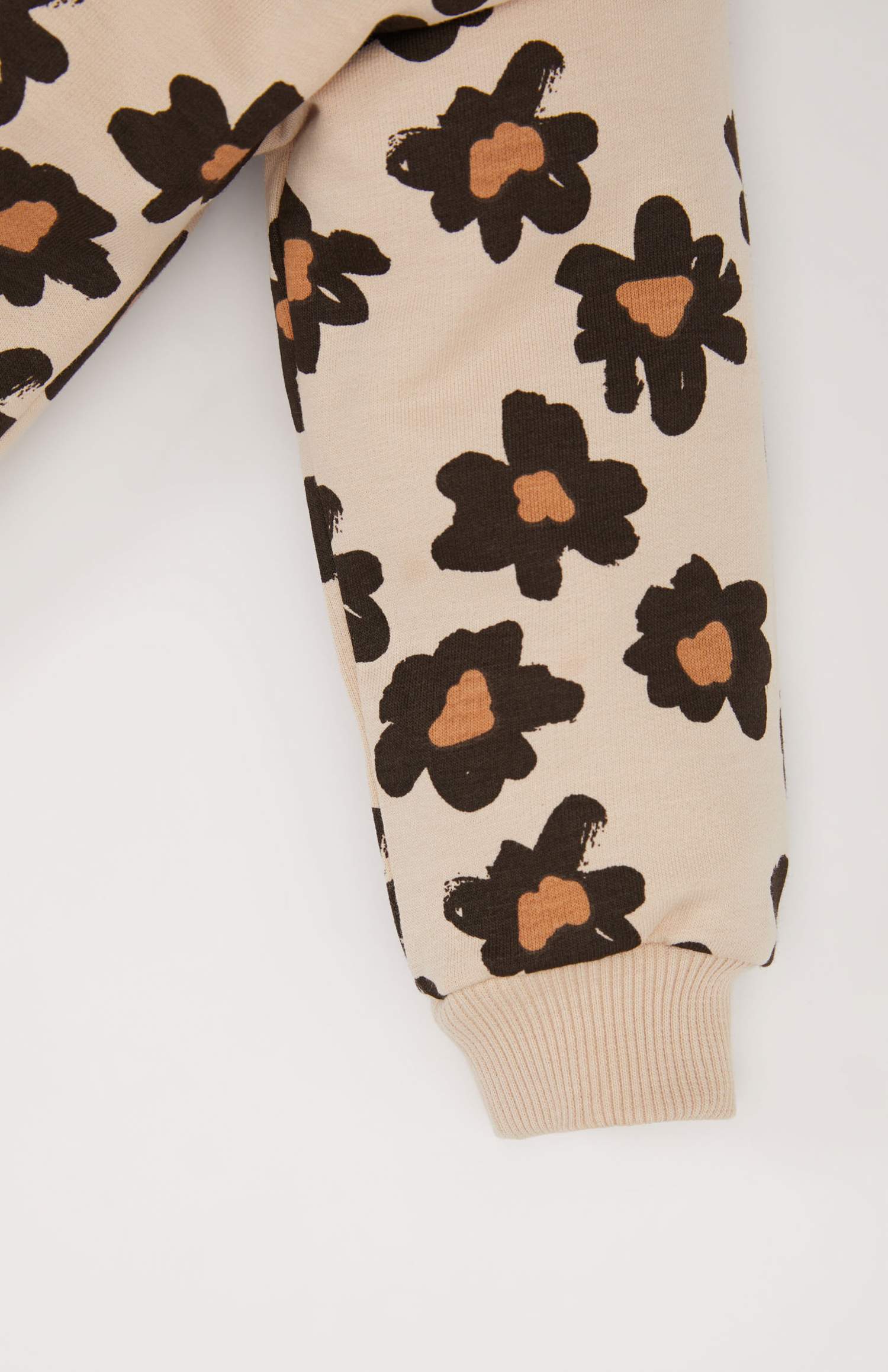 Kız Bebek 2'li Takım Çiçekli Sweatshirt Beli Lastikli Alt