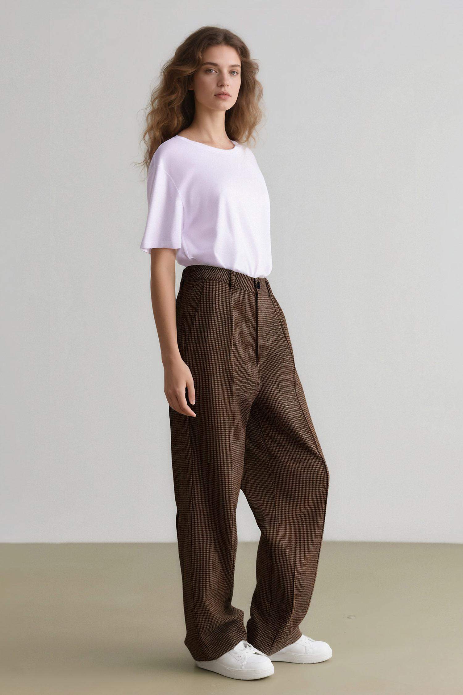 Carrot Fit Darted High Waist Trousers