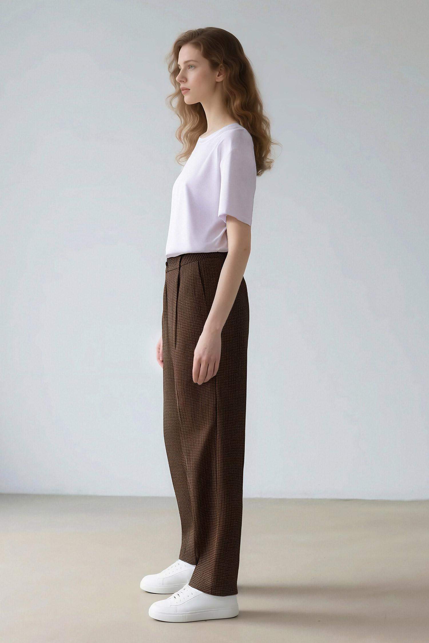 Carrot Fit Darted High Waist Trousers