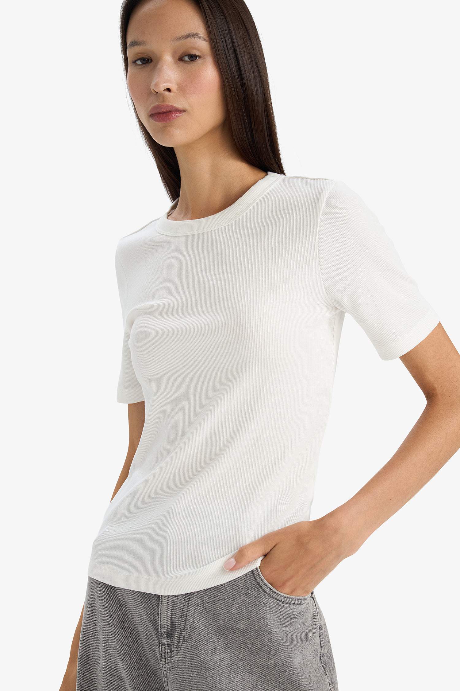 Базовая футболка кашкорсе Slim Fit с круглым вырезом