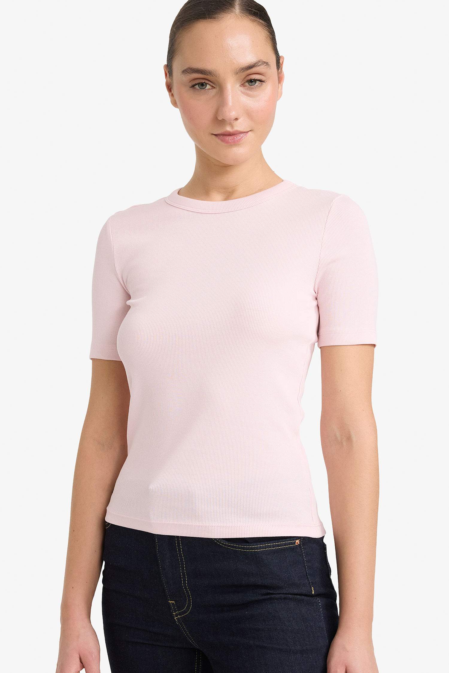 Базовая футболка кашкорсе Slim Fit с круглым вырезом и коротким рукавом