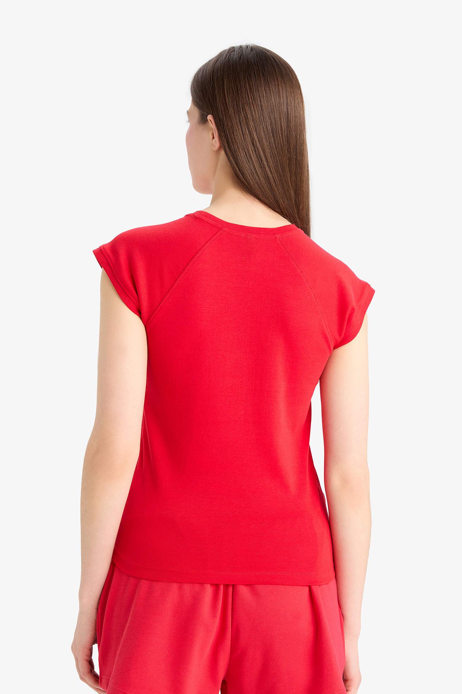 Slim Fit плотно обтягивающая футболка с круглым вырезом однотонная с коротким рукавом